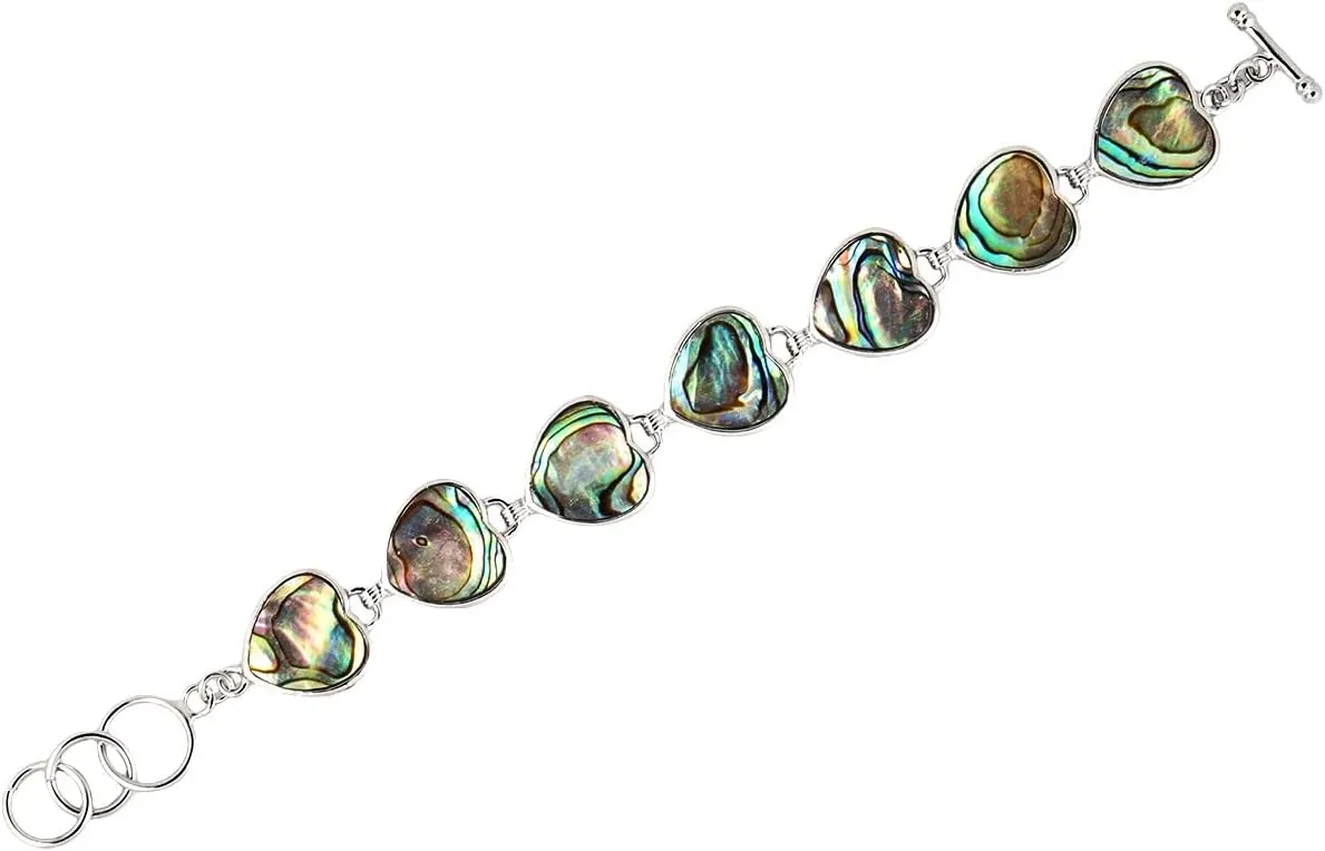 Nupuyai Handmade Paua/Abalone Shell Bracelet Jewelry for Women Men, Adjustable Natural Shell Bracelet Bangle