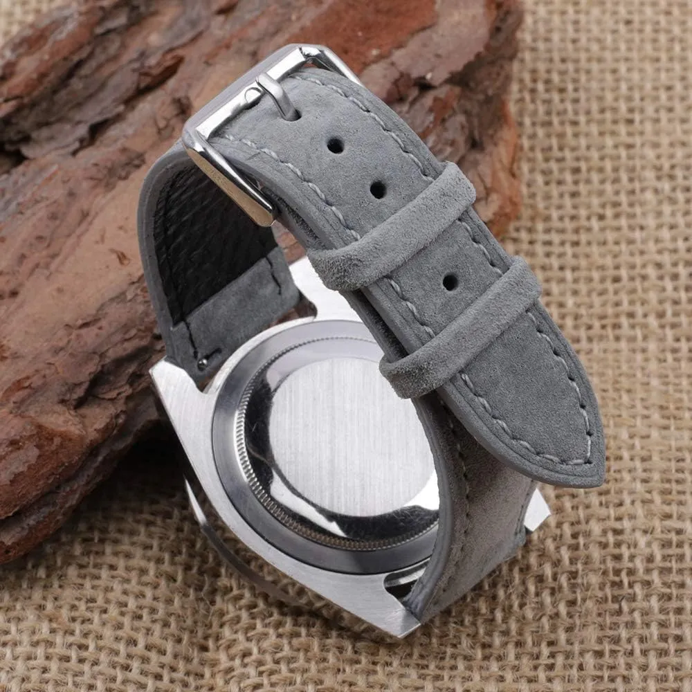 Onthelevel Suede Watch Strap-18mm 19mm 20mm 22mm 24mm Suede Leather with Black Leather Back Watch Band for Men or Women