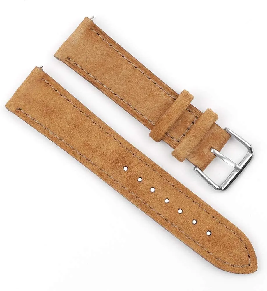 Onthelevel Suede Watch Strap-18mm 19mm 20mm 22mm 24mm Suede Leather with Black Leather Back Watch Band for Men or Women