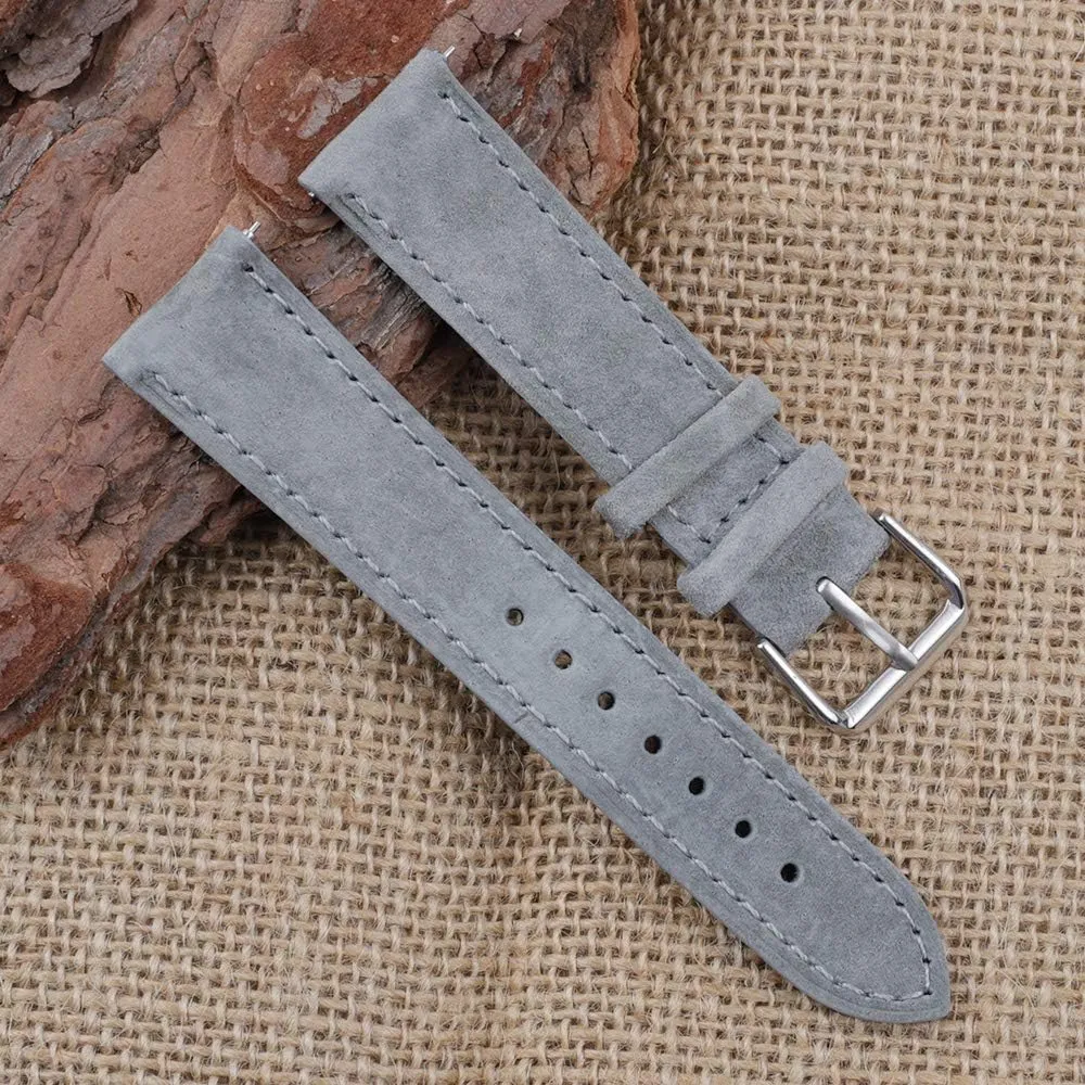 Onthelevel Suede Watch Strap-18mm 19mm 20mm 22mm 24mm Suede Leather with Black Leather Back Watch Band for Men or Women
