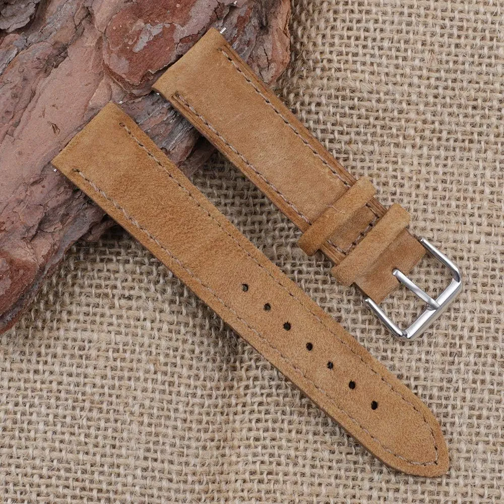 Onthelevel Suede Watch Strap-18mm 19mm 20mm 22mm 24mm Suede Leather with Black Leather Back Watch Band for Men or Women