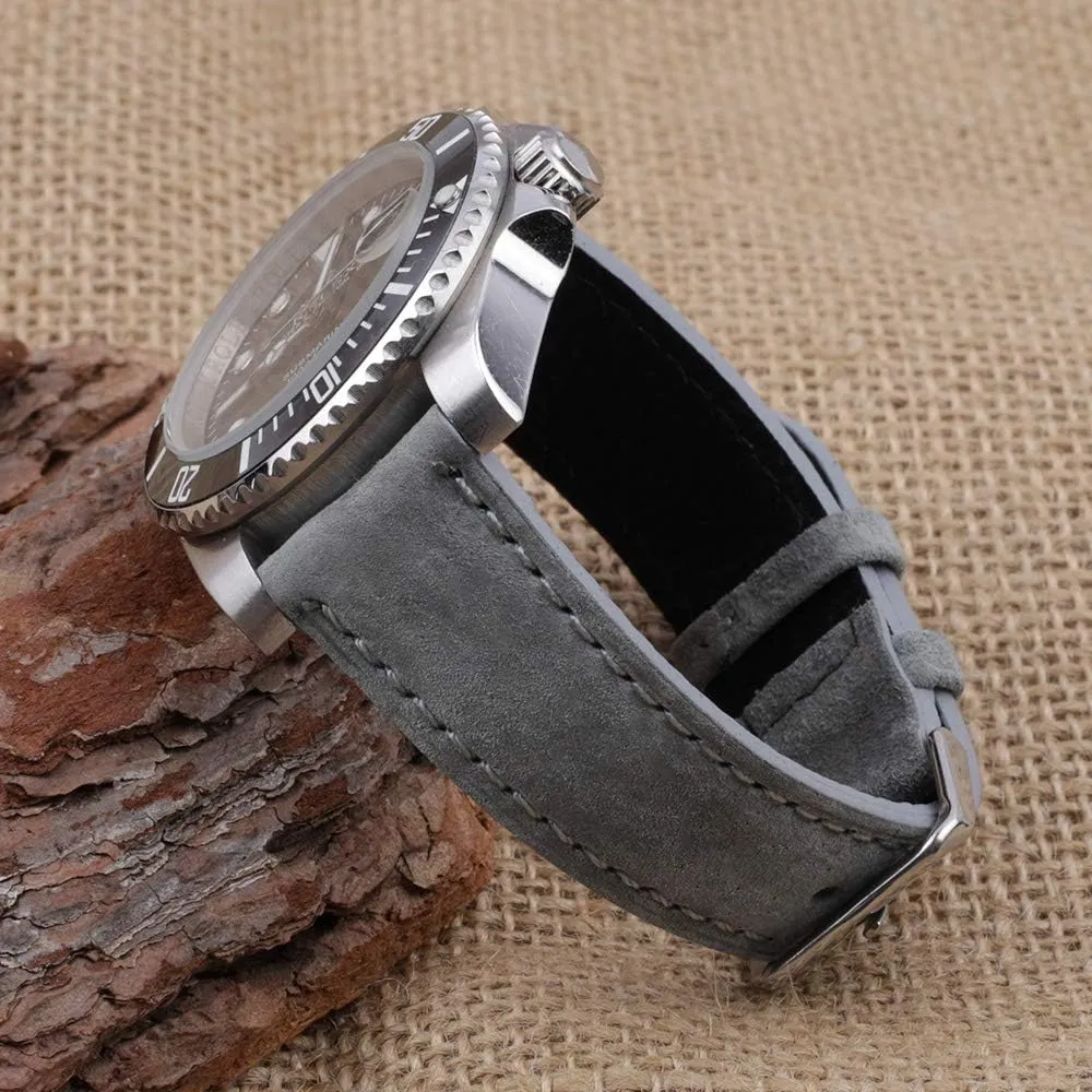 Onthelevel Suede Watch Strap-18mm 19mm 20mm 22mm 24mm Suede Leather with Black Leather Back Watch Band for Men or Women