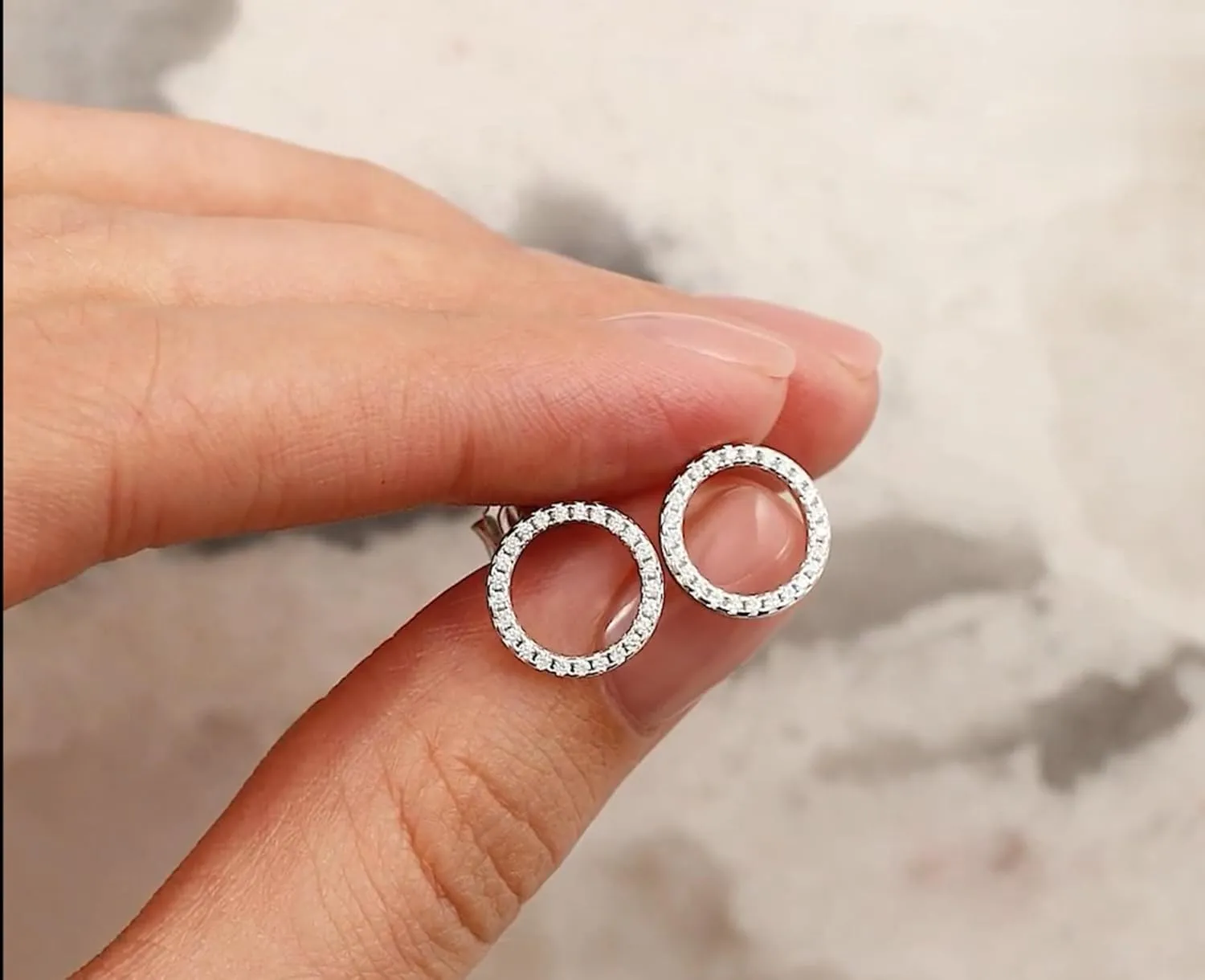 Open Circle Diamond (0.30ct) Stud Earring, 14k Gold Minimalist Stud, Open Circle Earring, Round Unique Piercing, Gifts For Women.