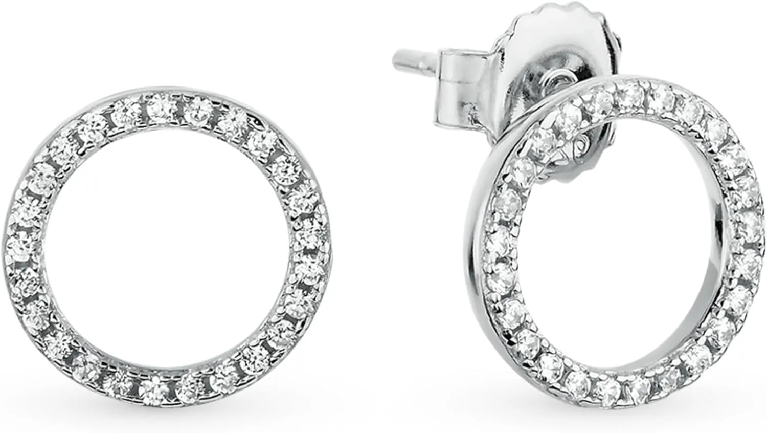 Open Circle Diamond (0.30ct) Stud Earring, 14k Gold Minimalist Stud, Open Circle Earring, Round Unique Piercing, Gifts For Women.