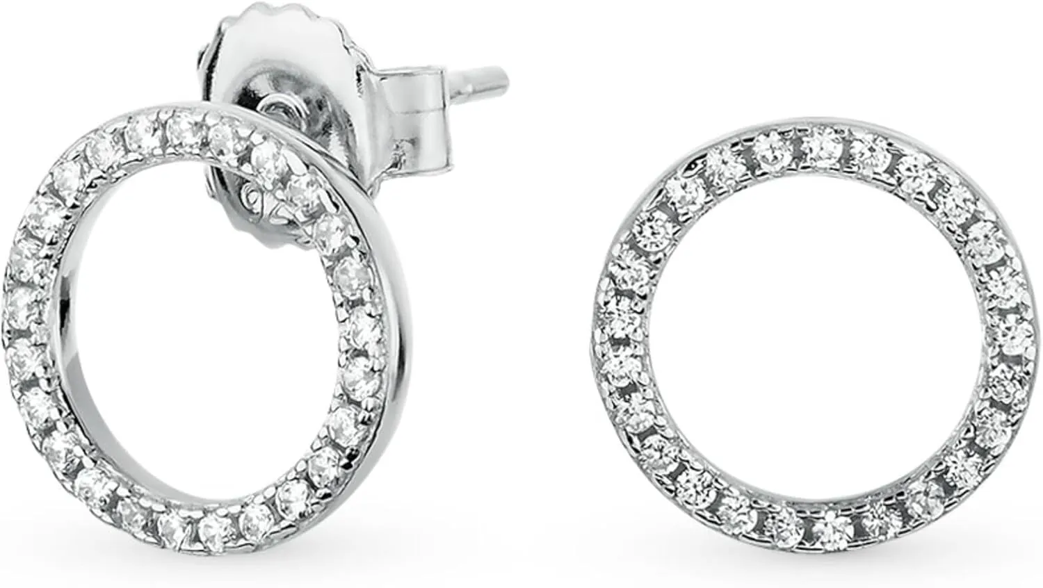 Open Circle Diamond (0.30ct) Stud Earring, 14k Gold Minimalist Stud, Open Circle Earring, Round Unique Piercing, Gifts For Women.