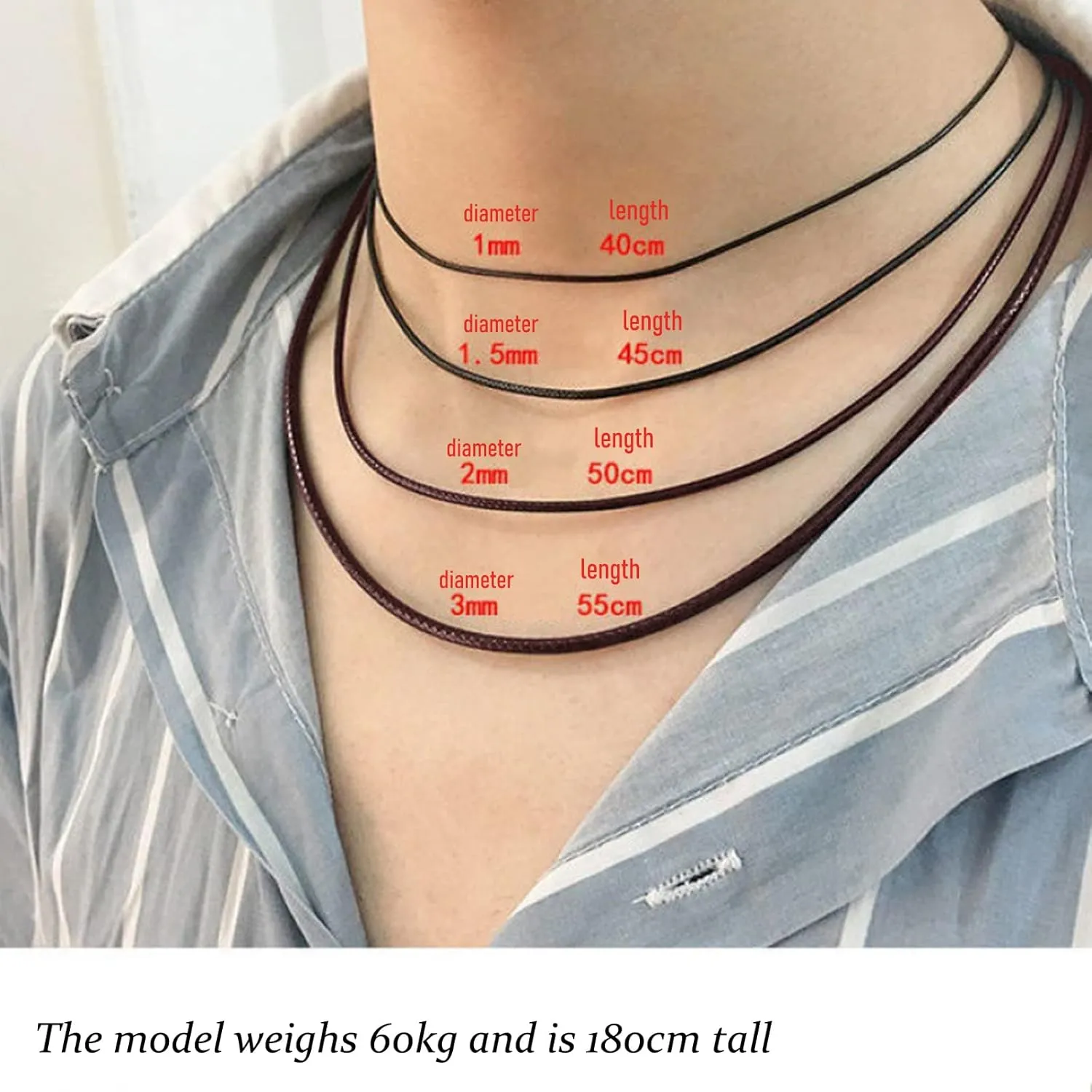 Otxas Leather Necklace Cord, 18inch-24inch Waterproof Rope Necklace for Men Women, 316L Stainless Steel Clasp, 23mm Width Leather Necklaces for Mens