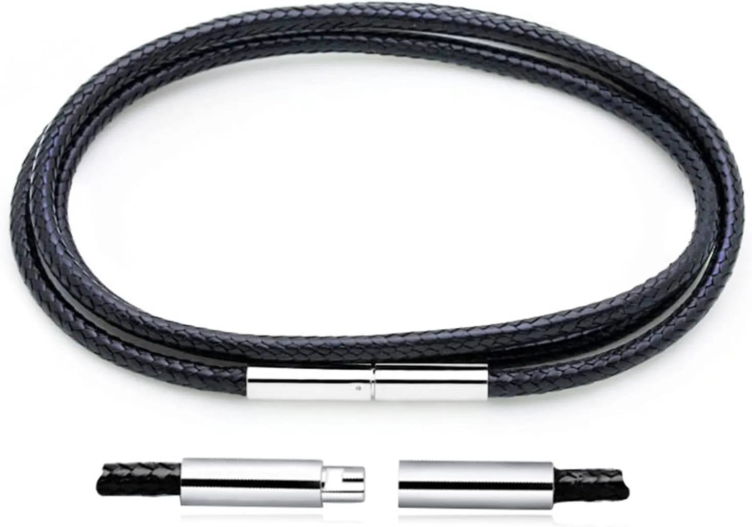 Otxas Leather Necklace Cord, 18inch-24inch Waterproof Rope Necklace for Men Women, 316L Stainless Steel Clasp, 23mm Width Leather Necklaces for Mens