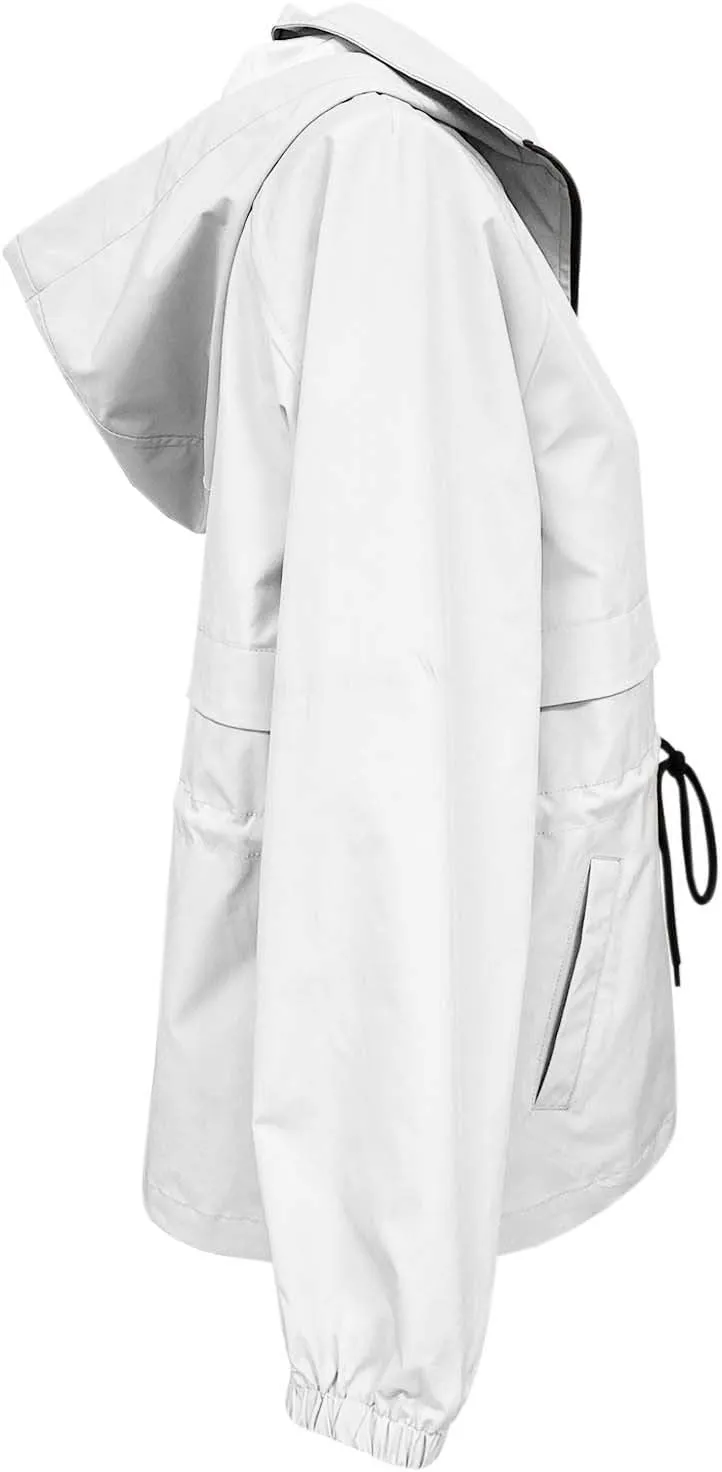 Outdoor Hiking Jacket With Hood Breathable Raincoat For Trekking & Leisure Mid Length Windbreaker Coat
