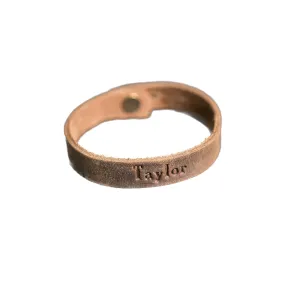 Ox & Pine Personalized Leather Wrap Bracelet - Customize Inscription- 100% Full-Grain Leather - .5 W (Medium/Large, Rustic Brown)
