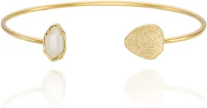 OZEL Cuff Bracelets for Women 18K Real Gold Plated Cuff Bracelet Colorful Crystal Gold Cuff Bracelets for Gifts (Green/Clear/Black/Pink Opal/White Opal)