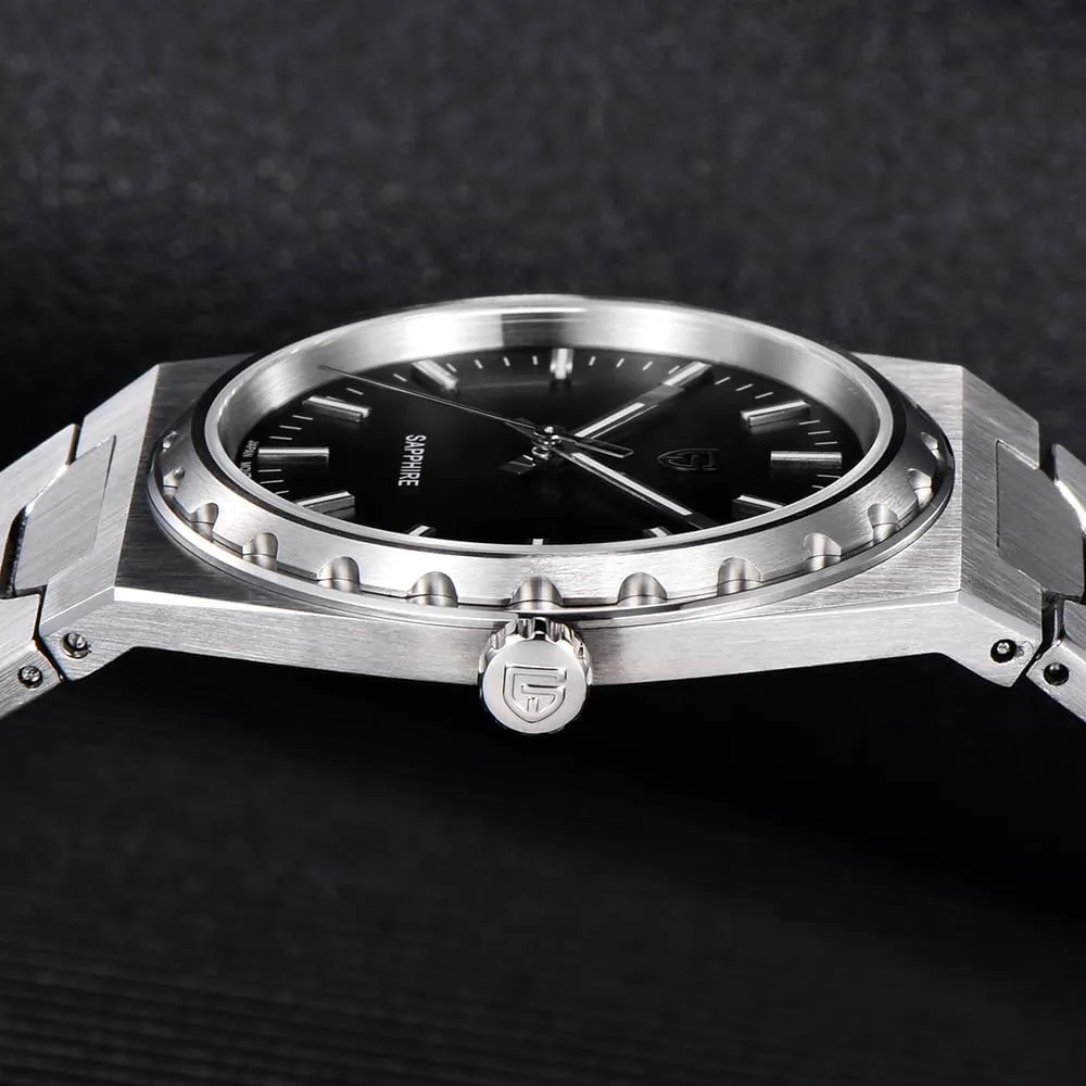 Pagani Design Watches for Men 37MM Ultra Thin Minimalist Men's Quartz Watches, Sapphire Glass Stainless Steel Wristwatch, 100M Waterproof Luminous Japan VJ21 Movement