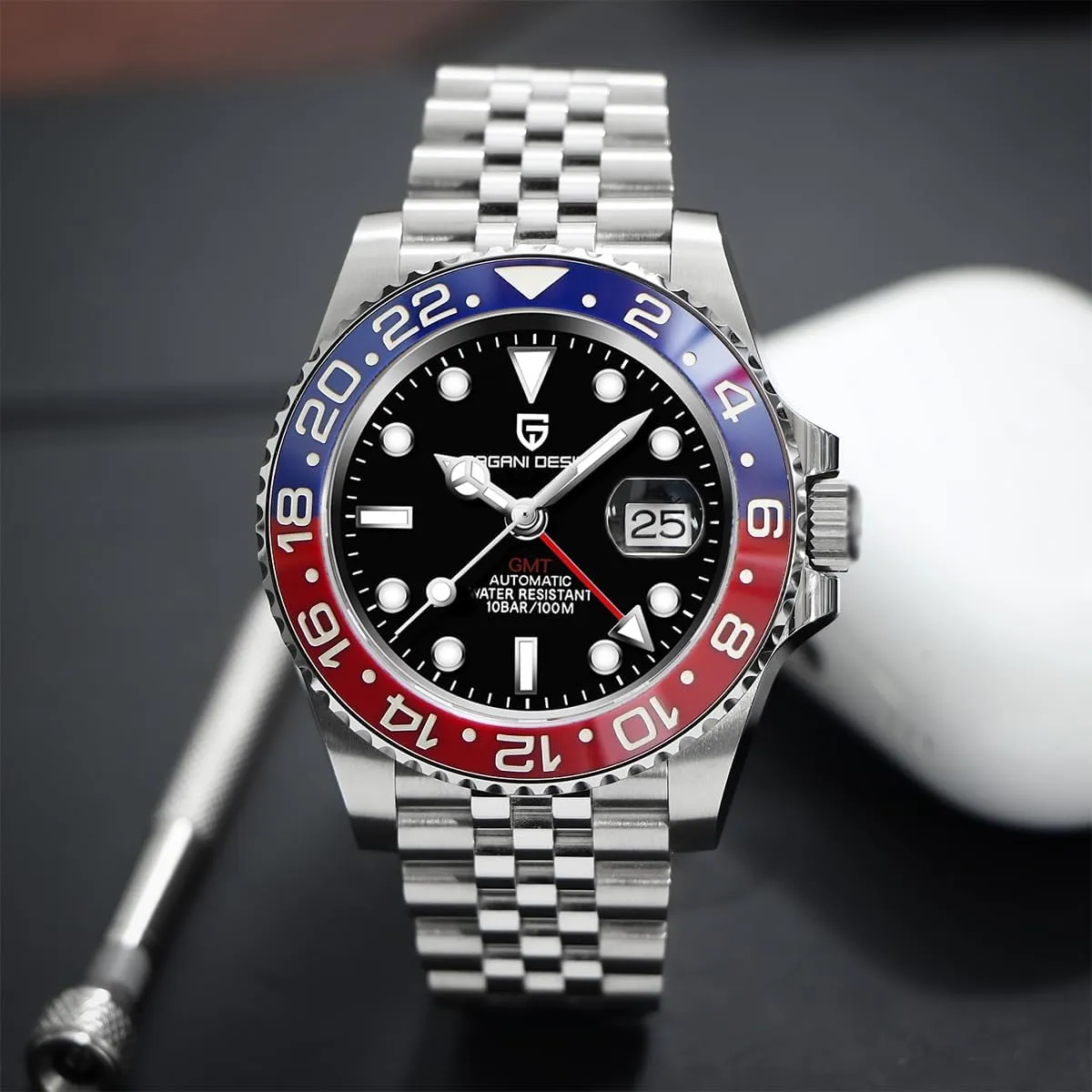 Pagani Design Watches for Men Automatic GMT Watch Japan NH34 Movement Sapphire Glass Stainless Steel 40MM Super Luminous Waterproof Wrist Watch