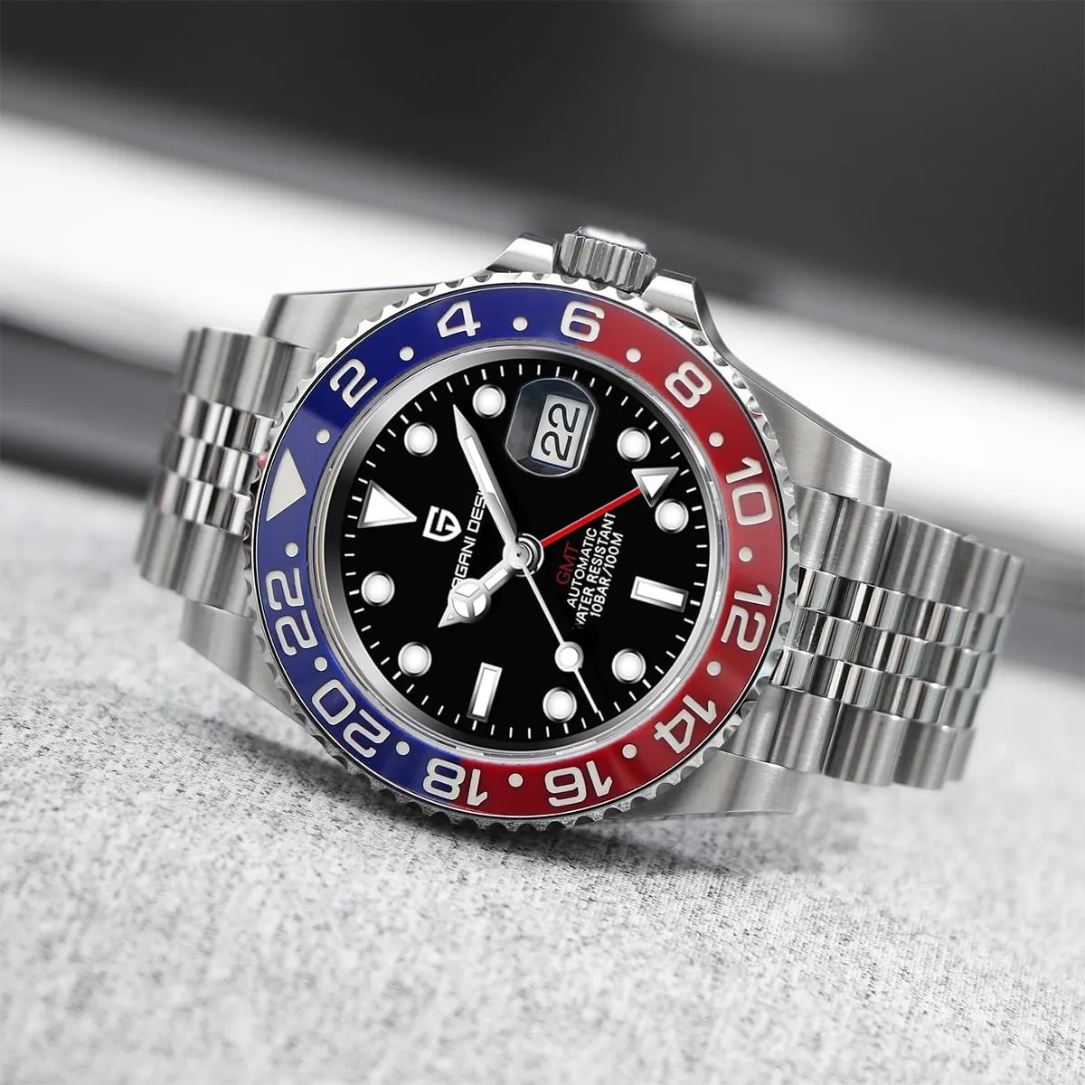 Pagani Design Watches for Men Automatic GMT Watch Japan NH34 Movement Sapphire Glass Stainless Steel 40MM Super Luminous Waterproof Wrist Watch