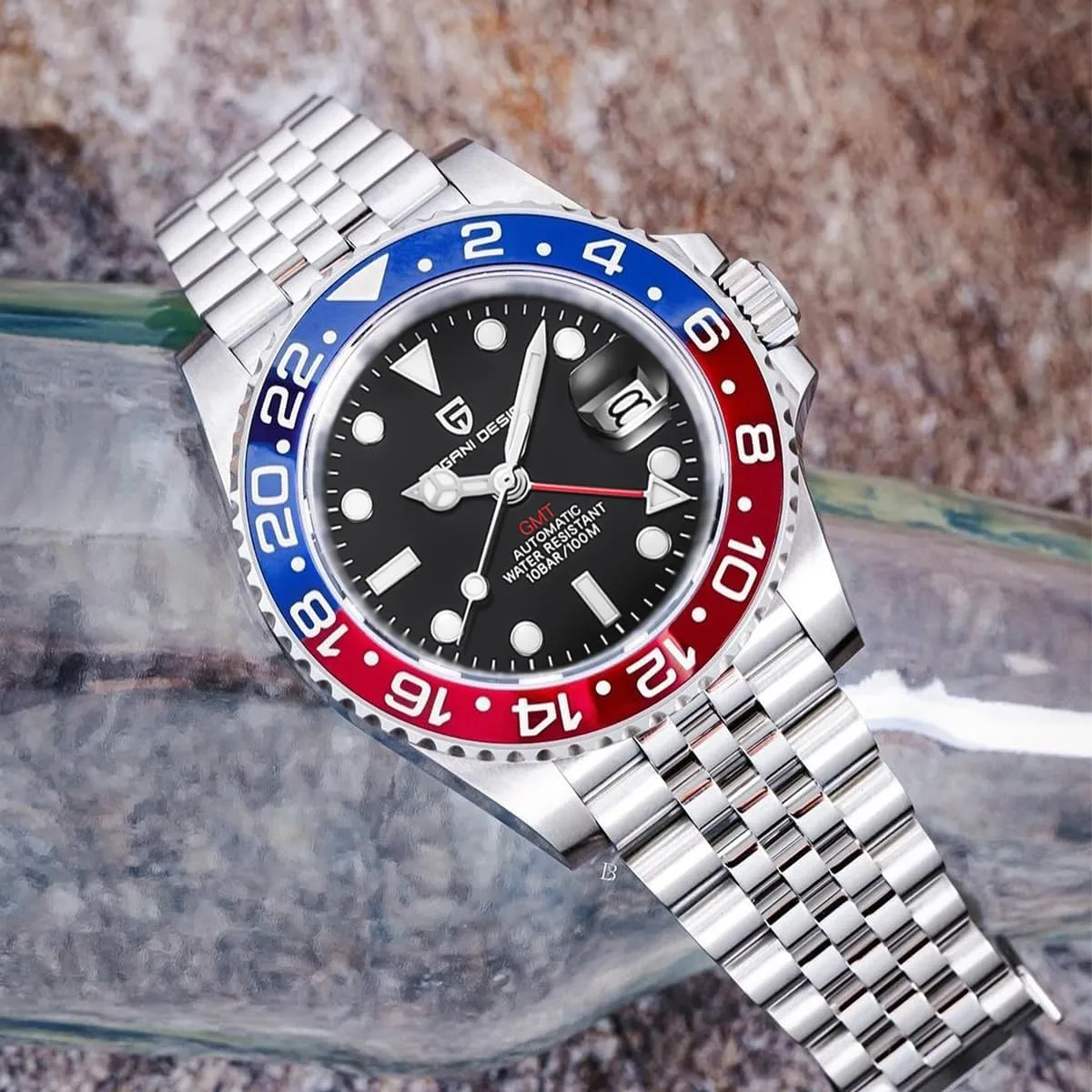 Pagani Design Watches for Men Automatic GMT Watch Japan NH34 Movement Sapphire Glass Stainless Steel 40MM Super Luminous Waterproof Wrist Watch