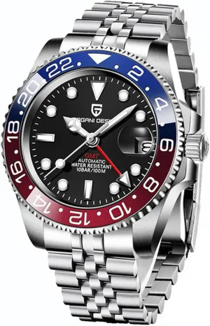 Pagani Design Watches for Men Automatic GMT Watch Japan NH34 Movement Sapphire Glass Stainless Steel 40MM Super Luminous Waterproof Wrist Watch