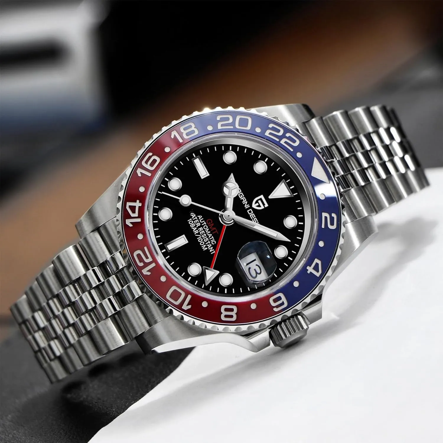 Pagani Design Watches for Men Automatic GMT Watch Japan NH34 Movement Sapphire Glass Stainless Steel 40MM Super Luminous Waterproof Wrist Watch