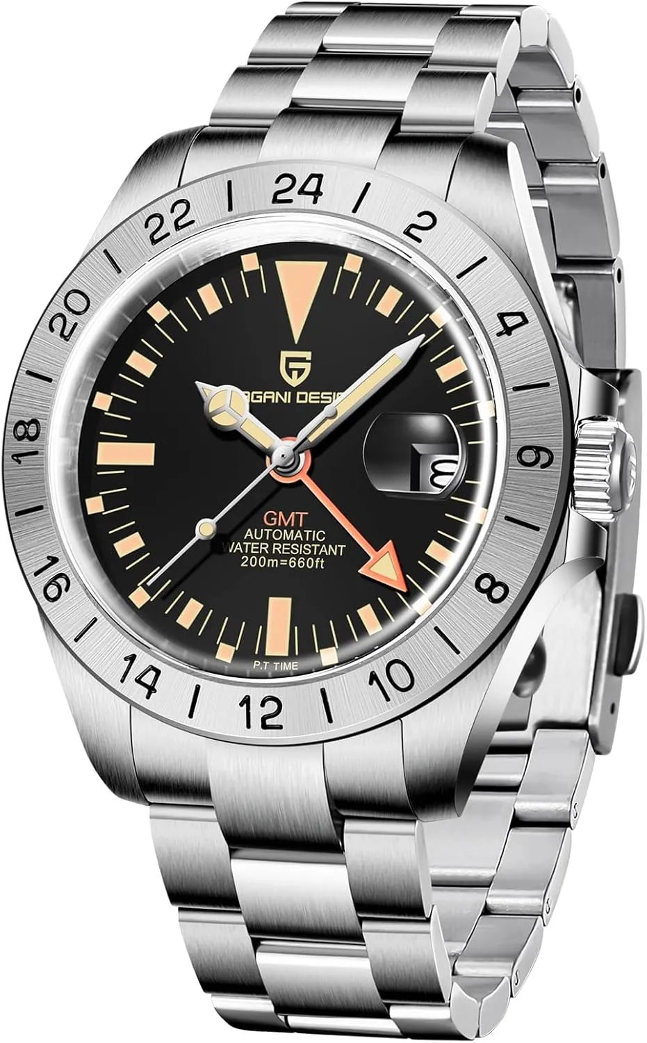 Pagani Design Watches for Men Automatic Mechanical GMT Watch 42mm Stainless Steel Sapphire Crystal Waterproof Luminous Sport Men's Wrist Watches