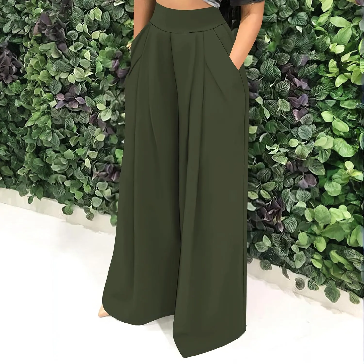 Palazzo Pants for Women Flowy Wide Leg High Waisted Trousers Long Dressy Bottoms