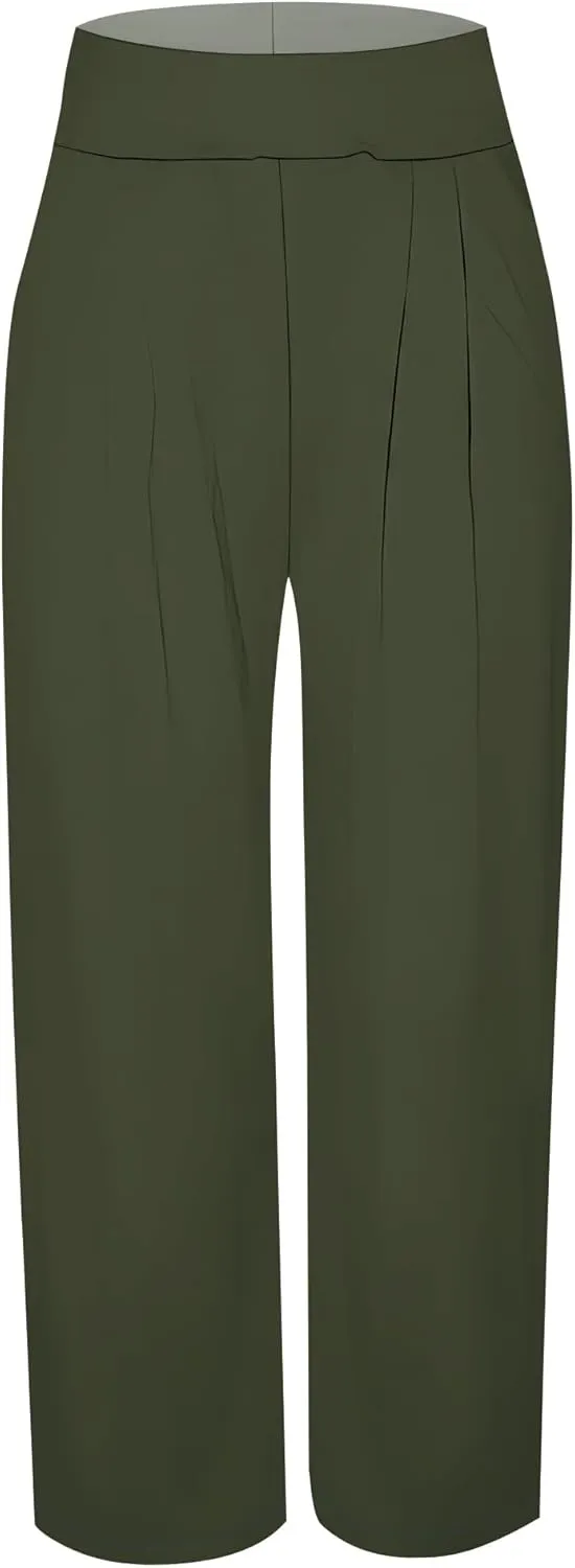 Palazzo Pants for Women Flowy Wide Leg High Waisted Trousers Long Dressy Bottoms