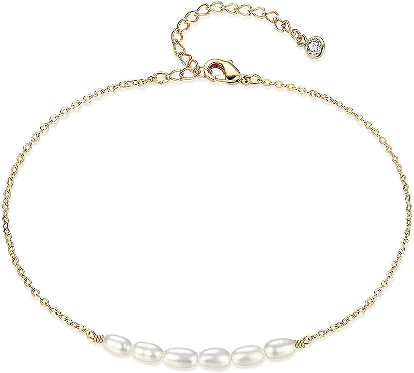 Pearl Ankle Bracelet Gold Ankle Bracelets for Women Dainty Boho Beach Cute Ankle Bracelet Beaded Charm Bracelets Simple Summer Beach Boho Foot Chain Jewelry