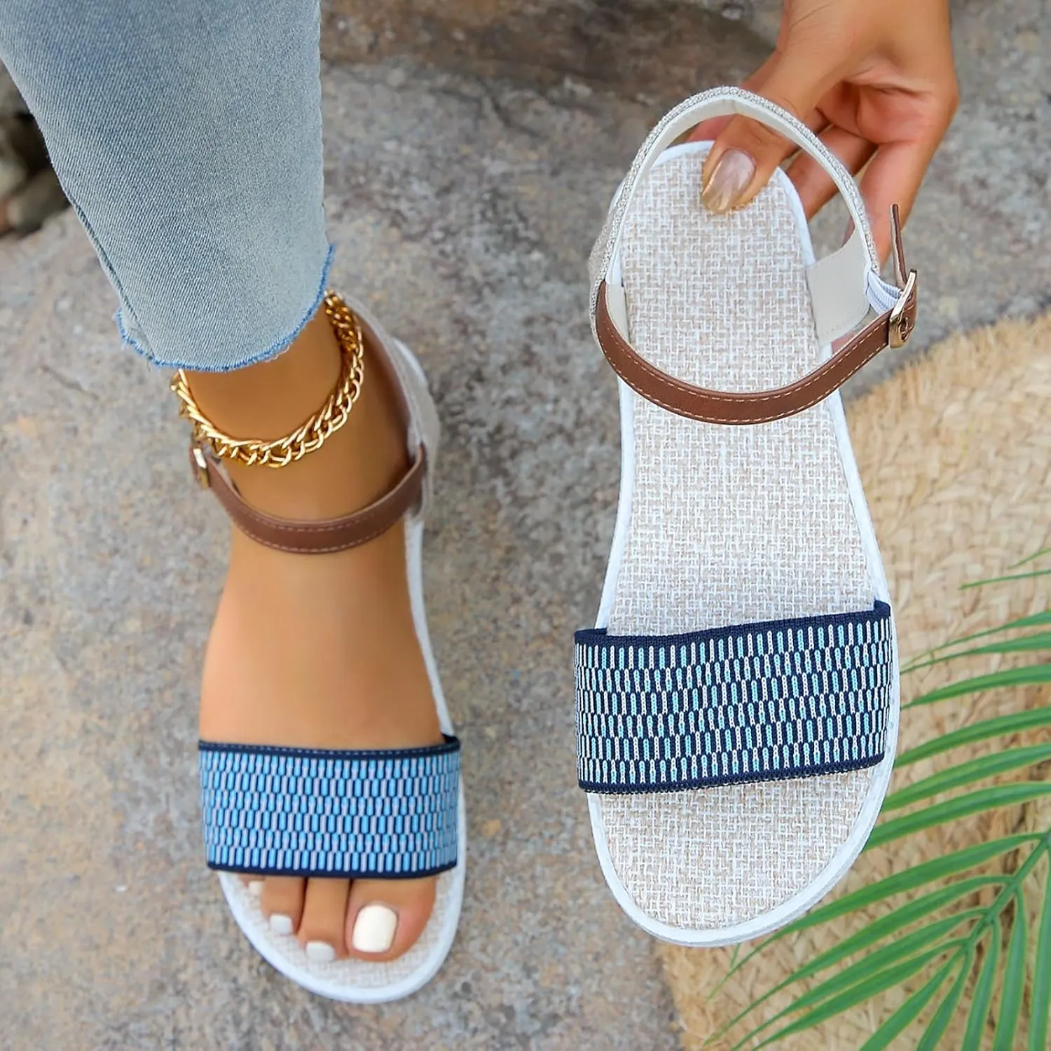 peqiut Sandals Womens Dressy Flat Platform Sandals Orthopedic Dressy Boho Sandals Slippers Jelly Studded Sandals for Women
