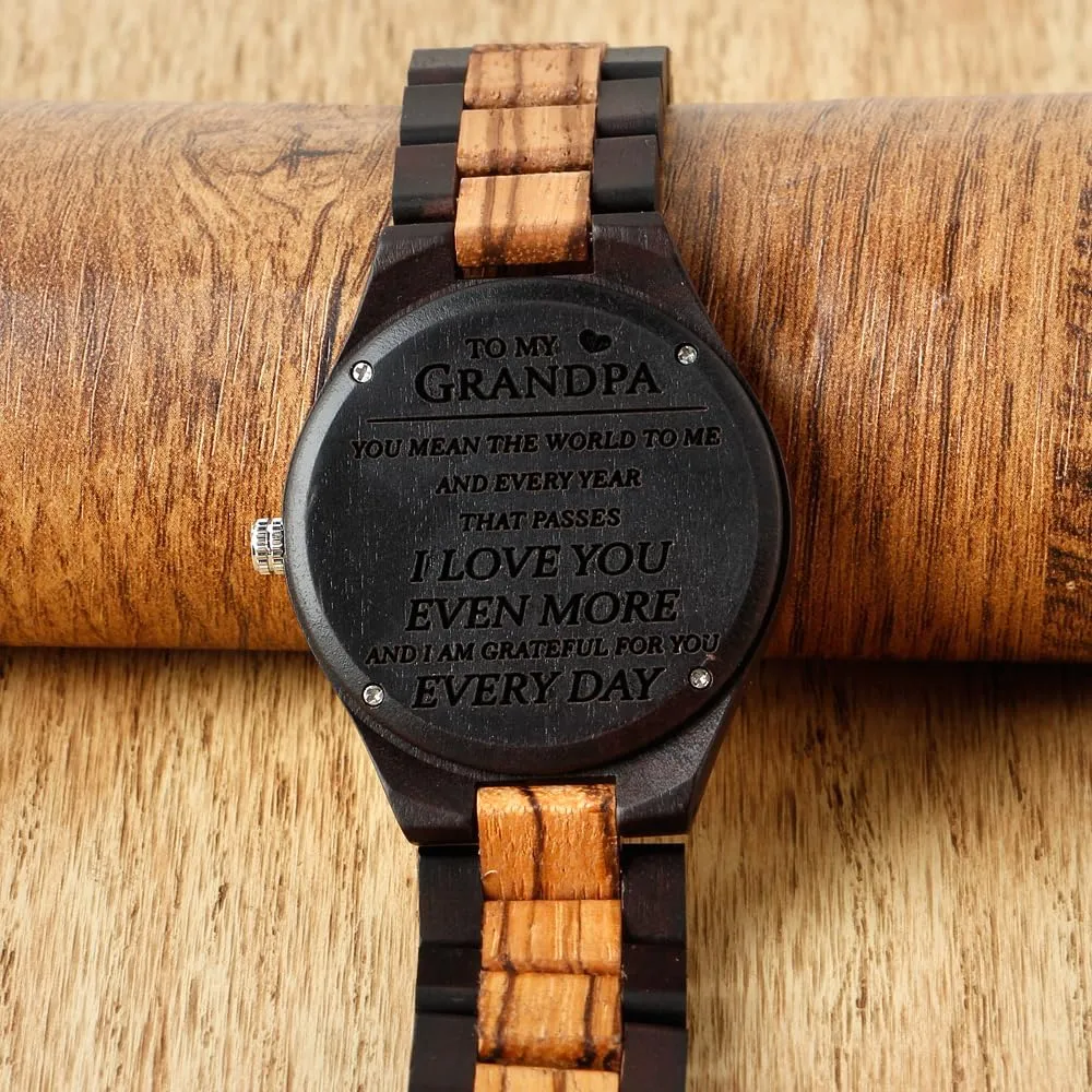 Personalized Engraved Men's Handmade Wooden Watches Mens Lightweight Analog Quartz Custom Wood Mens Wrist Watch