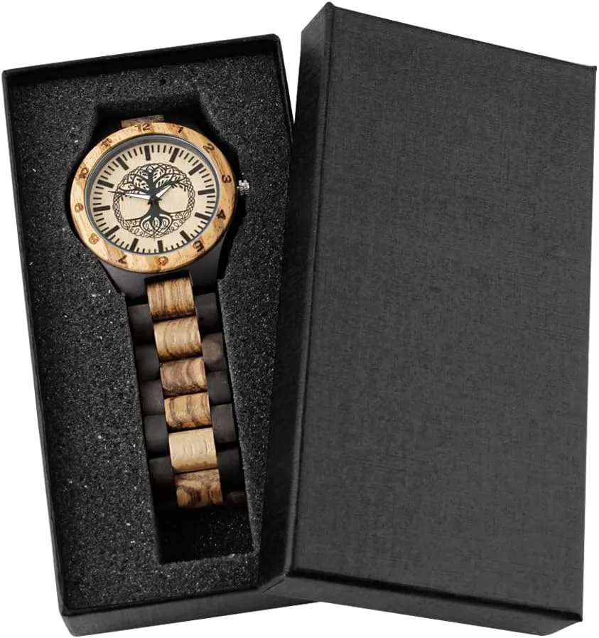 Personalized Engraved Men's Handmade Wooden Watches Mens Lightweight Analog Quartz Custom Wood Mens Wrist Watch