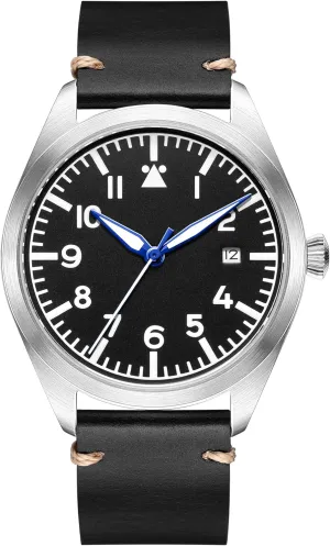 Pilot Watch Men's Aviator Wrist Watch Japan Automatic Movement Mechanical Watches Stainless Steel Case Flieger Timepieces with Luminous Waterproof