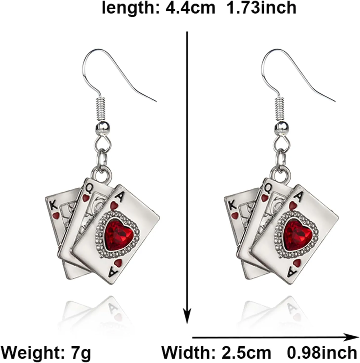 Playing Card Poker Earrings Necklace Sets for Women Lukcy Rock Ace of Spade Heart Royal Flush Games Earrings Vintage Poker Heart Earrings Gambling Casino Halloween Jewelry Gift