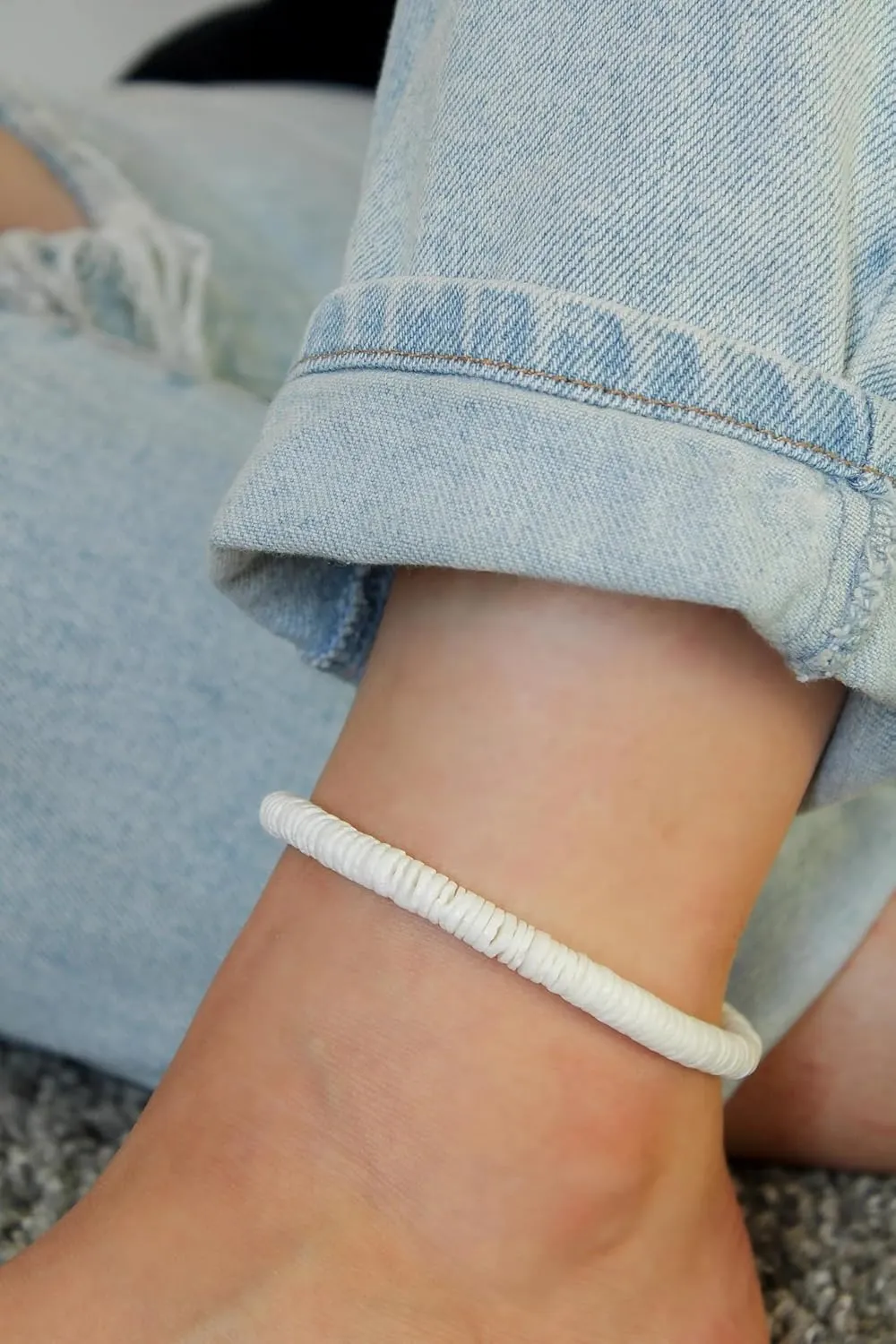 POTESSA Ankle Bracelets for Women Adjustable Boho Pearl Beads Natural Shell Anklet Handmade Beach Foot Jewelry
