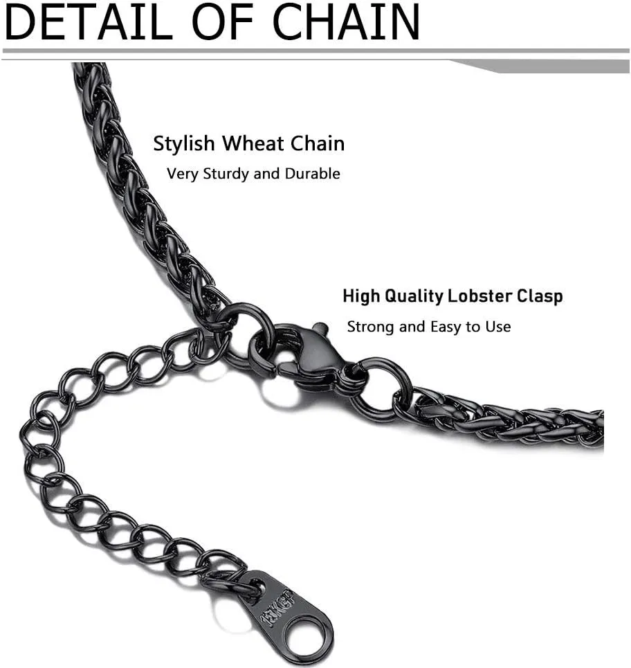 PROSTEEL Prayer Hands Black Chain Necklace for Men Praying Hands Stainless Steel Chains Black Jewelry
