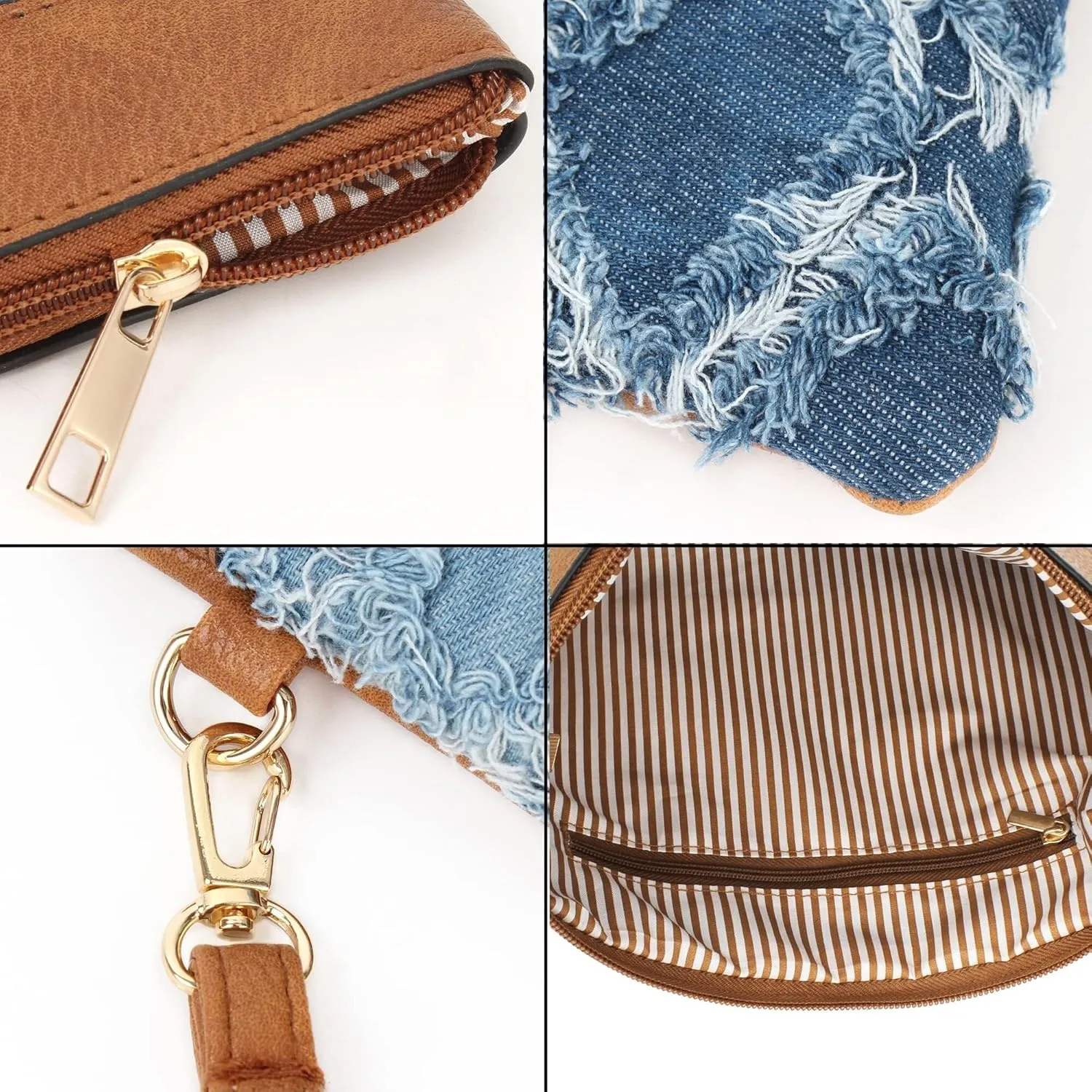 Pu Leather Clutch Handbag Rhombus Pattern Wristlet Women Distressed Denim Evening Purse