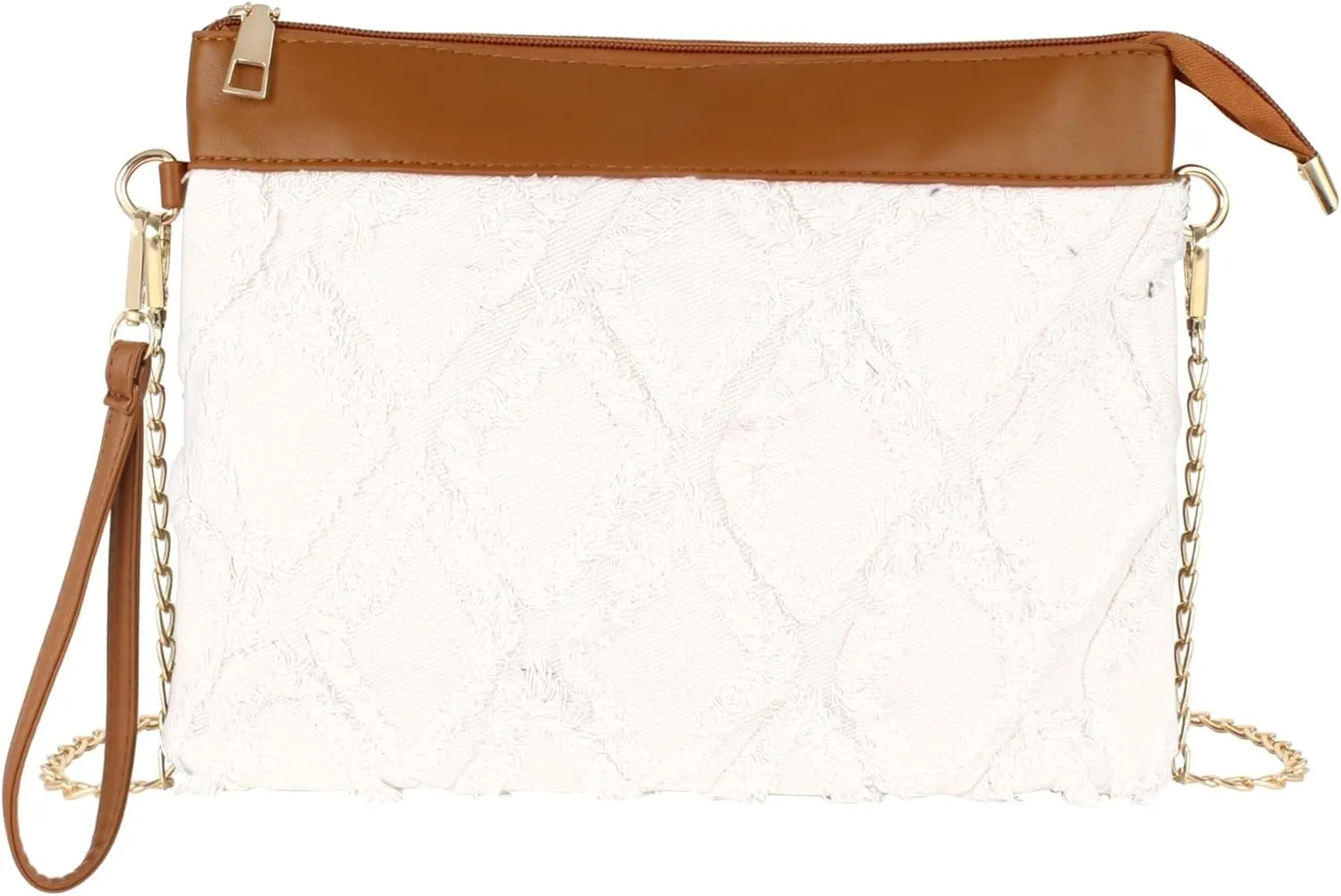 Pu Leather Clutch Handbag Rhombus Pattern Wristlet Women Distressed Denim Evening Purse