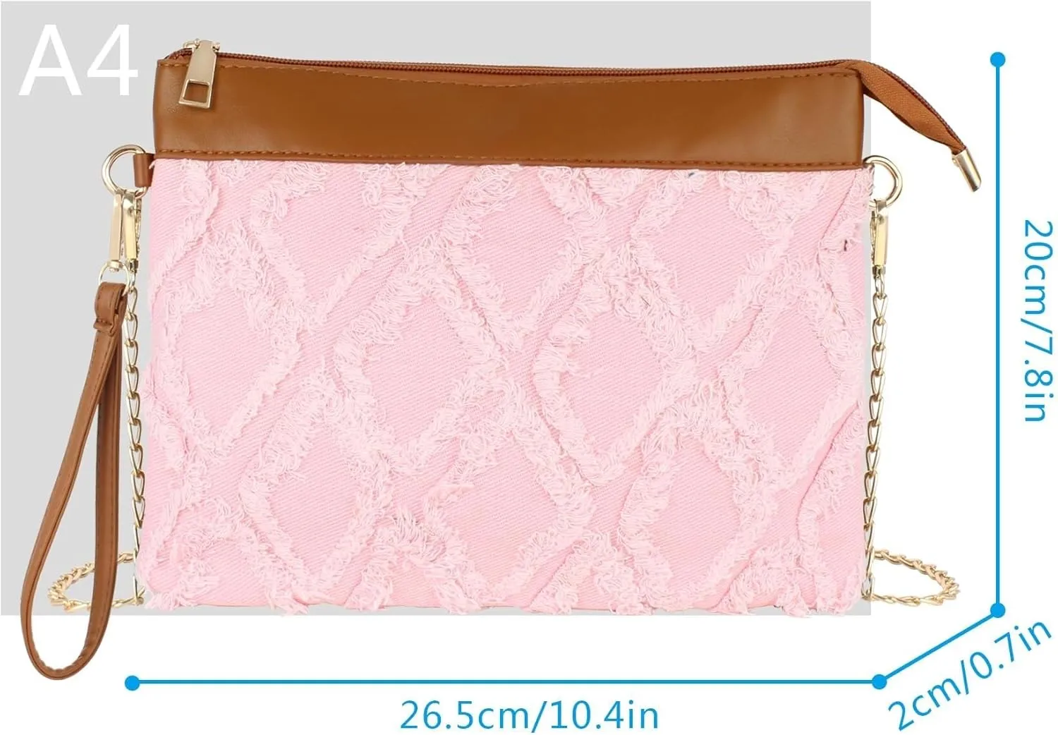 Pu Leather Clutch Handbag Rhombus Pattern Wristlet Women Distressed Denim Evening Purse