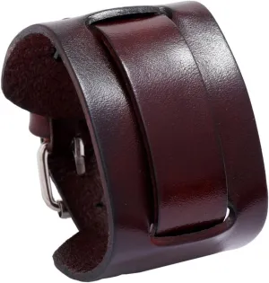 Punk Leather Bracelet for Men, Extra Wide Men's Leather Cuff Bracelet Adjustable Womens Leather Wirstbands for Rock Gothic Motorcycle Bike HipHop