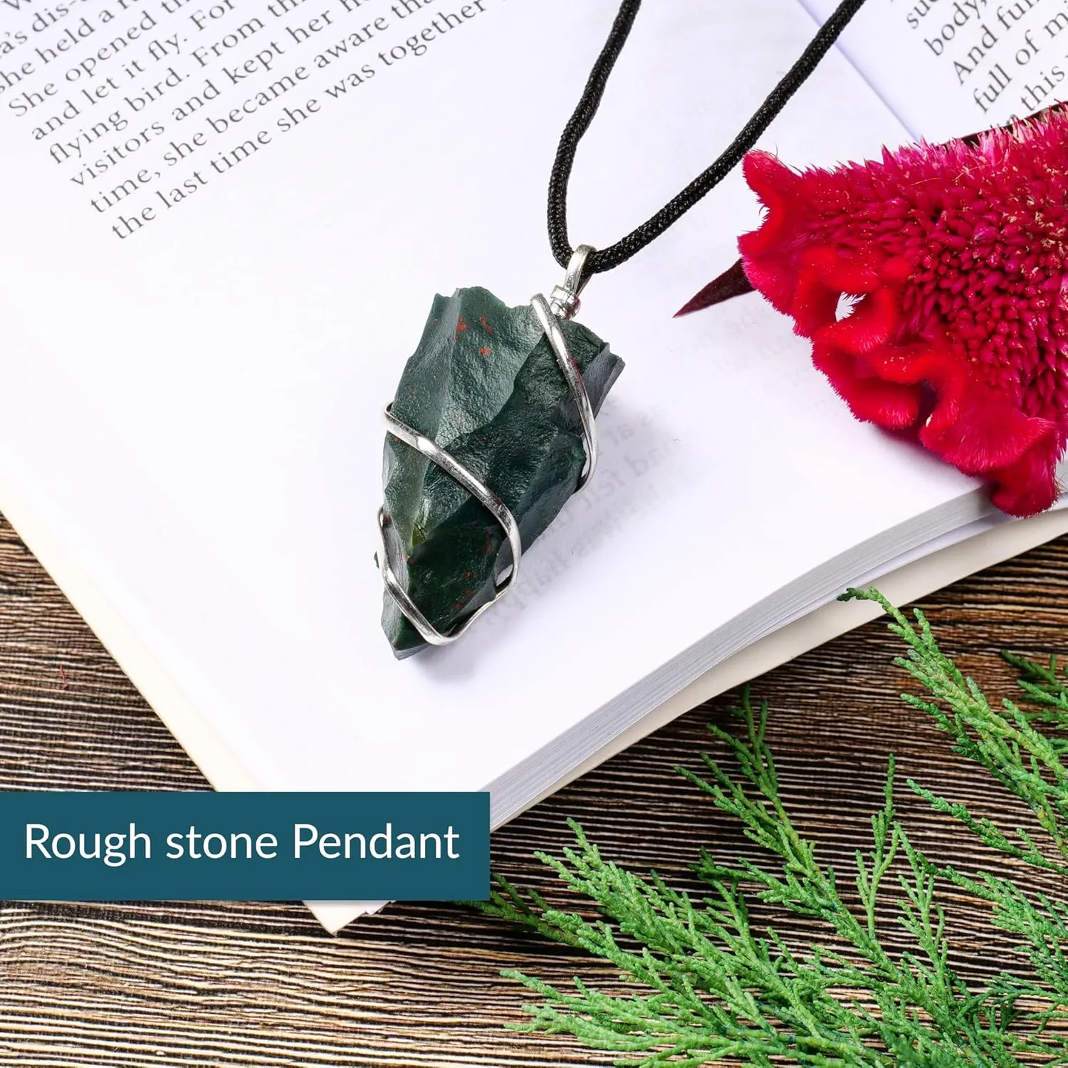 PYOR Blood Stone Raw Crystal Healing Stones Pendant Necklace Energy Generator Cool Locket Chakra Balancing Cleansing Reiki Gemstones Jewelry Spiritual Rocks Crystals Necklaces Pendants