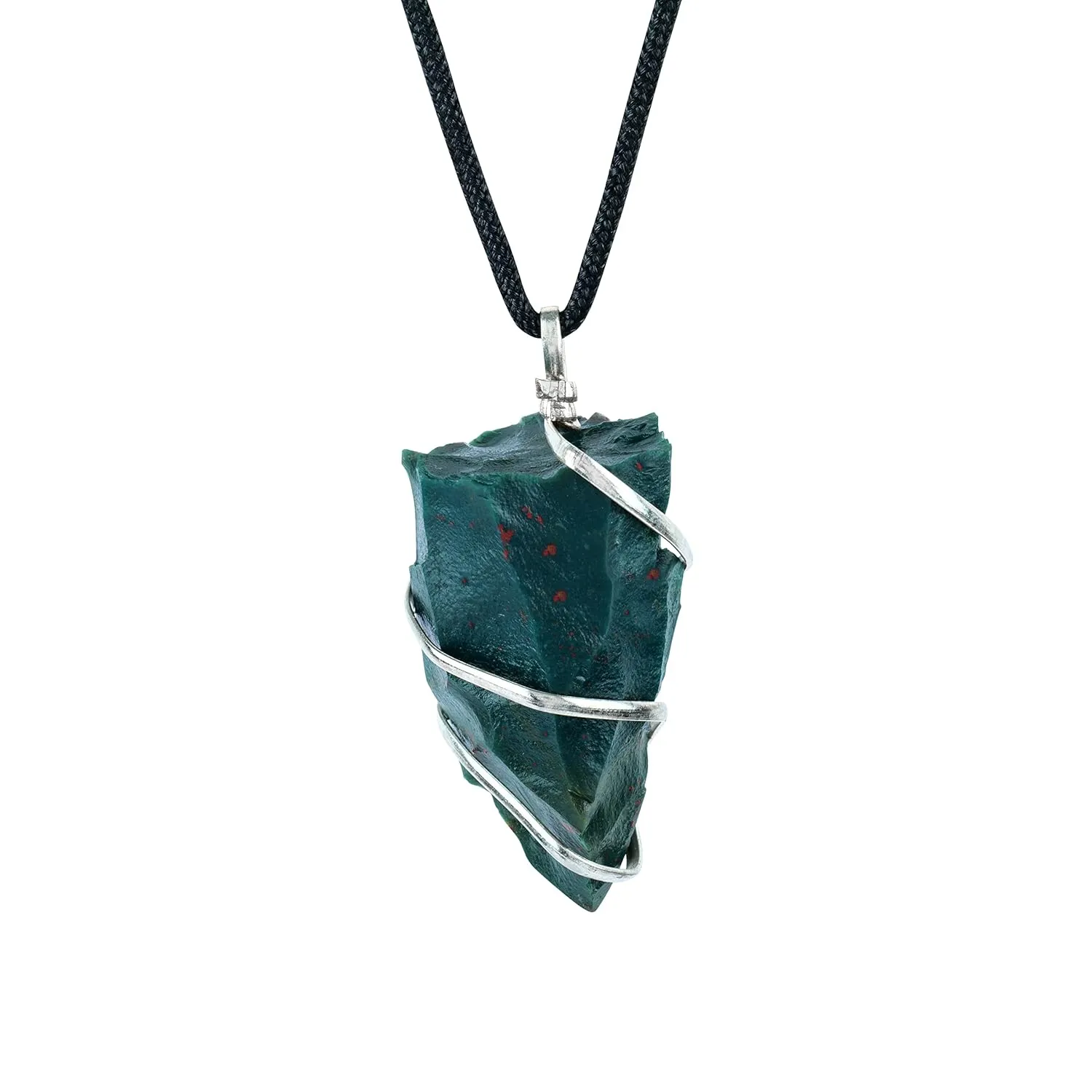 PYOR Blood Stone Raw Crystal Healing Stones Pendant Necklace Energy Generator Cool Locket Chakra Balancing Cleansing Reiki Gemstones Jewelry Spiritual Rocks Crystals Necklaces Pendants