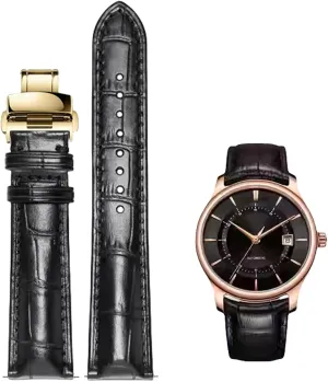 Quick Release Genuine Leather Deployment Watch Band Italian Alligator Grain Embossed Calfskin Leather 14mm to 24mm Luxury Business Casual Universal Replacement Strap Men Women