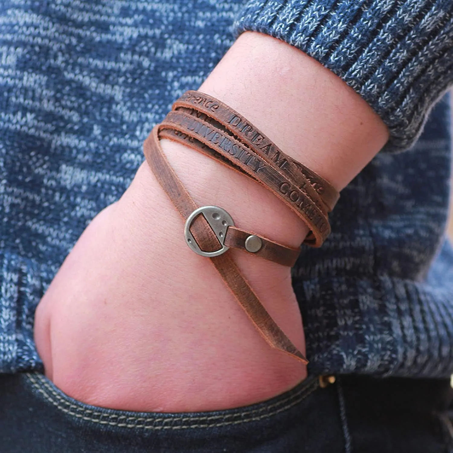 Rantanto Genuine Leather Wrap Bracelets Trendy Western Stackable Cuff Adjustable Boho Layered Bracelet Jewelry For Men Women