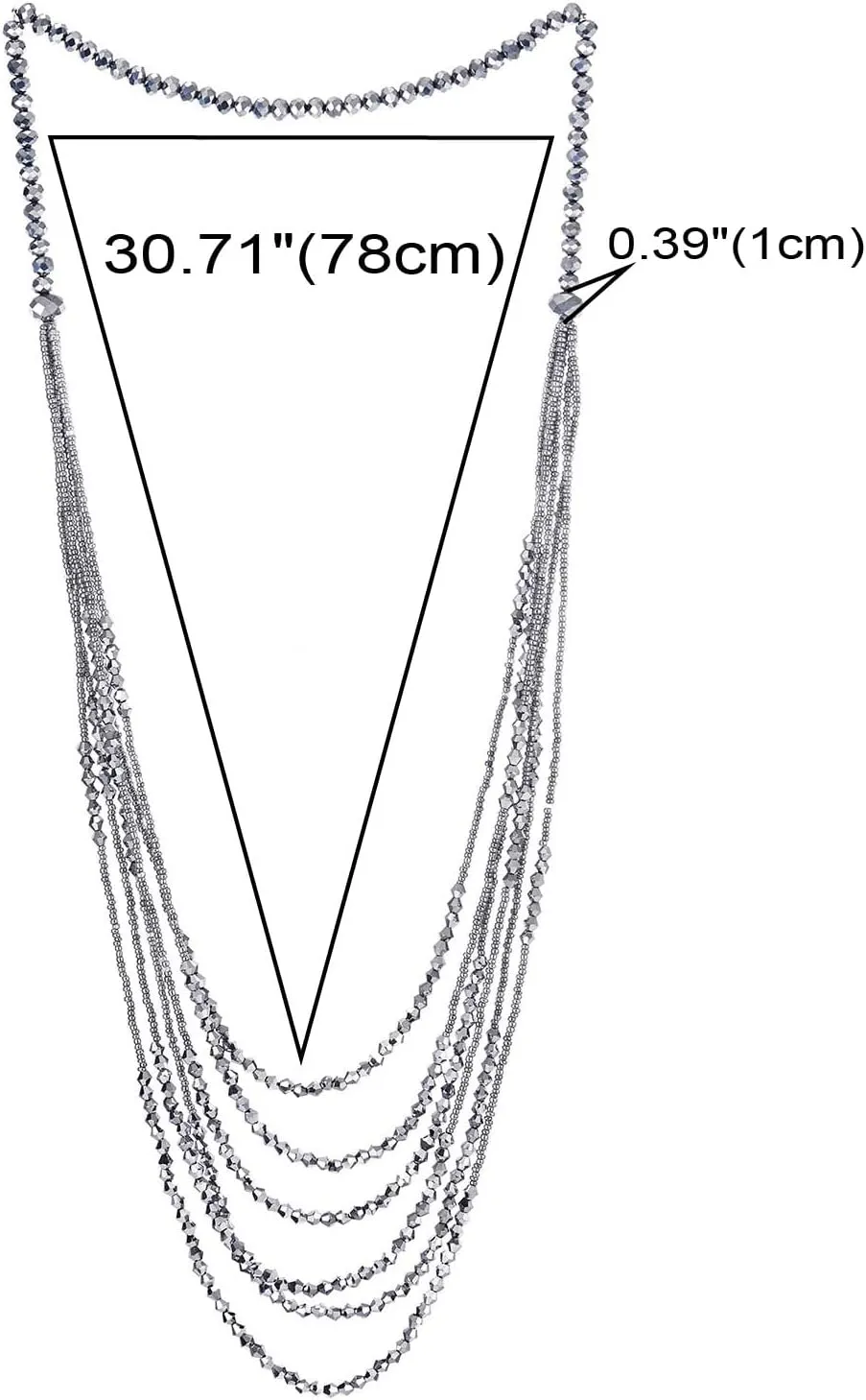 Red Beads Long Statement Necklace Multi-Strand Waterfall Chains with Crystal Beads Charms Pendant