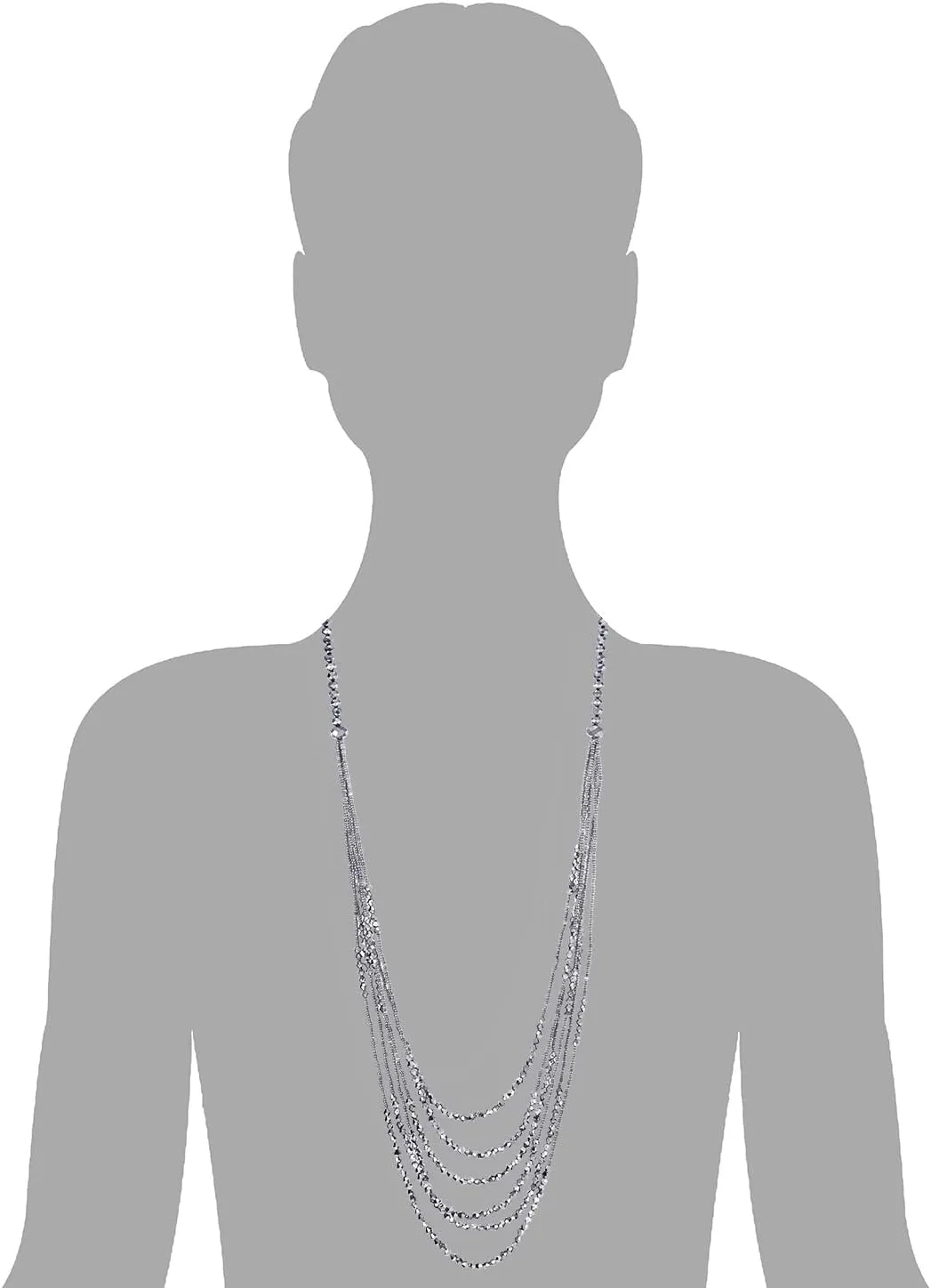 Red Beads Long Statement Necklace Multi-Strand Waterfall Chains with Crystal Beads Charms Pendant