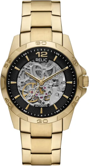 RELIC by Fossil Men's Allen Rectangular Black Stainless Steel Bracelet Automatic Watch (Model: ZR77331)