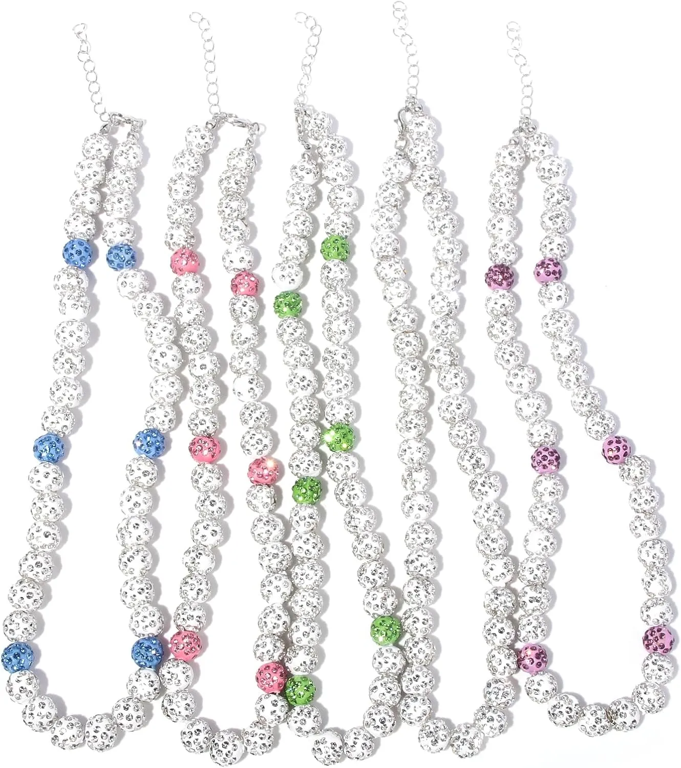 Rhinestone Baseball Bead Necklace - Bling Ice Collection Baseball Chain Necklace - Inspired Gift for Women Men