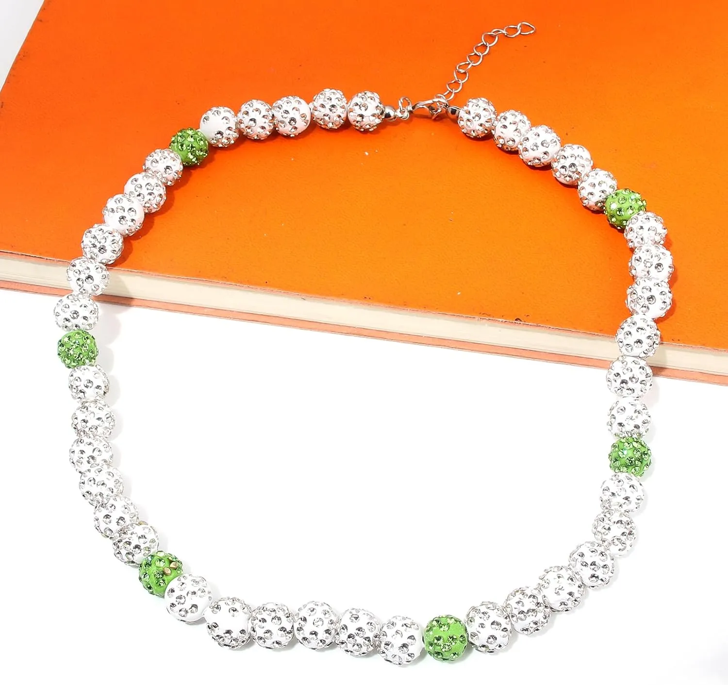 Rhinestone Baseball Bead Necklace - Bling Ice Collection Baseball Chain Necklace - Inspired Gift for Women Men