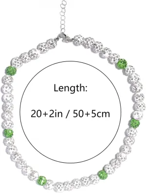 Rhinestone Baseball Bead Necklace - Bling Ice Collection Baseball Chain Necklace - Inspired Gift for Women Men