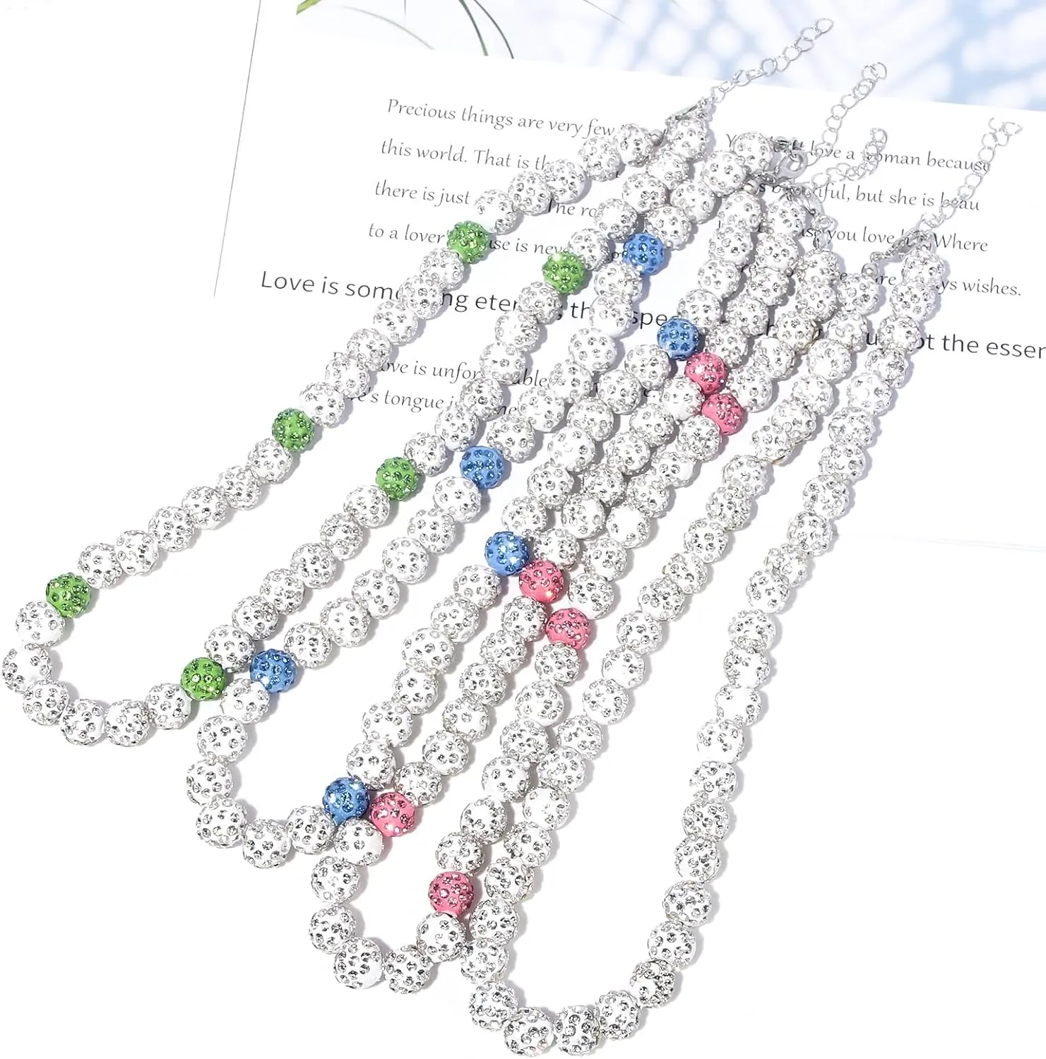 Rhinestone Baseball Bead Necklace - Bling Ice Collection Baseball Chain Necklace - Inspired Gift for Women Men