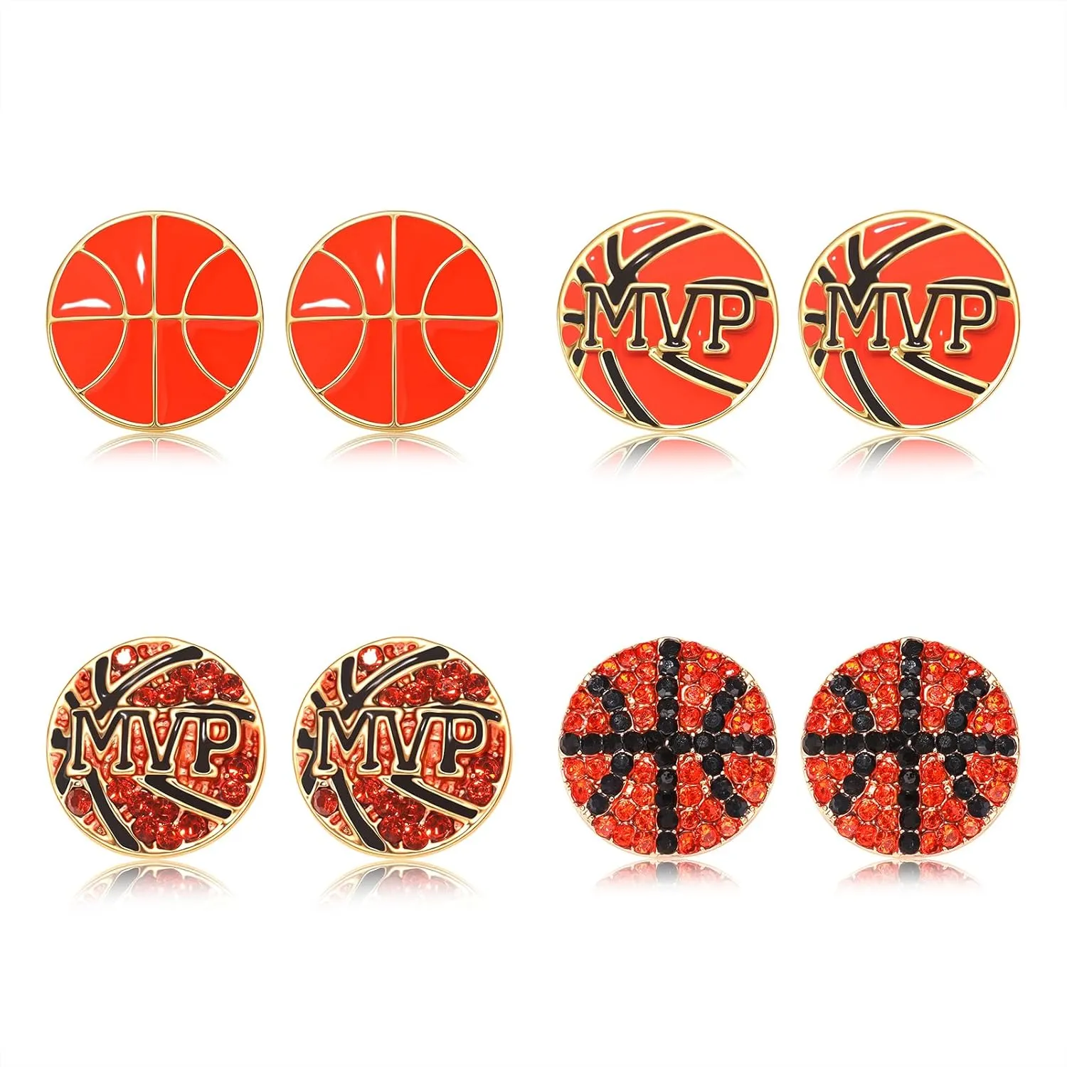 Rhinestone Baseball Softball Stud Earrings for Women, Sparkly Crystal CZ Basketball Football Volleyball Soccer Earrings, Enamel Hypoallergenic Round Stud Earrings Sport Lover Holiday Party Game Jewelry for Women