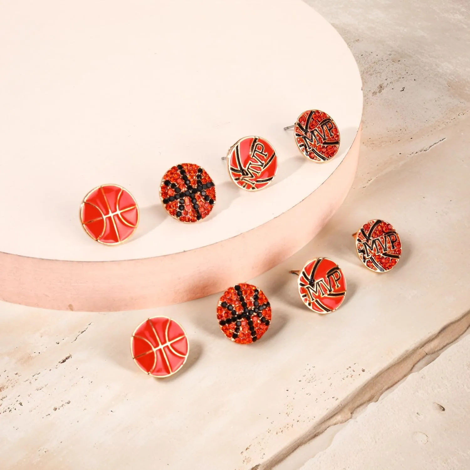 Rhinestone Baseball Softball Stud Earrings for Women, Sparkly Crystal CZ Basketball Football Volleyball Soccer Earrings, Enamel Hypoallergenic Round Stud Earrings Sport Lover Holiday Party Game Jewelry for Women
