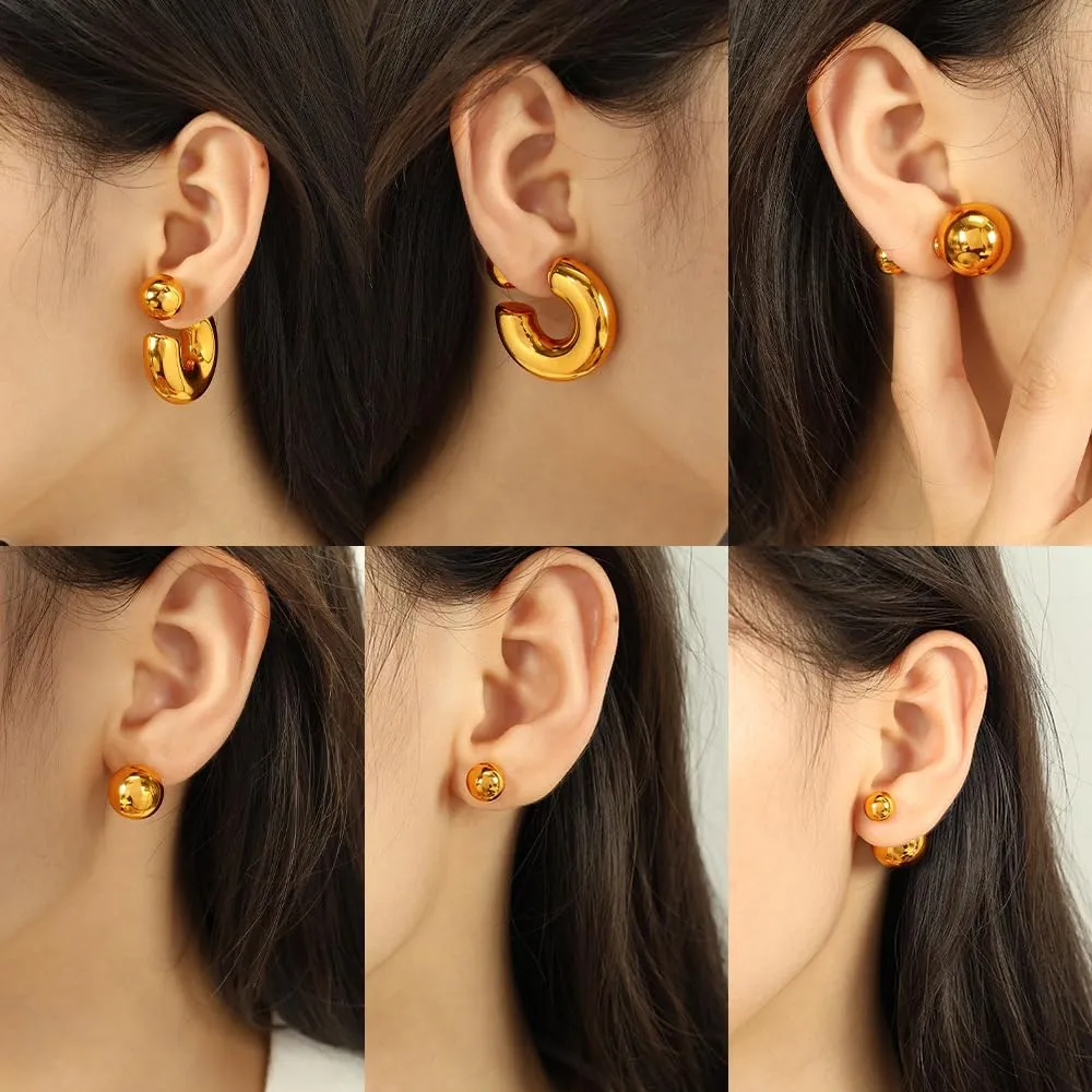 Ritach Chunky Gold Earrings for Women Trendy 14K Thick Gold Hoop Earrings Hypoallergenic Statement Chunky Hoops Jewelry Gifts for Women