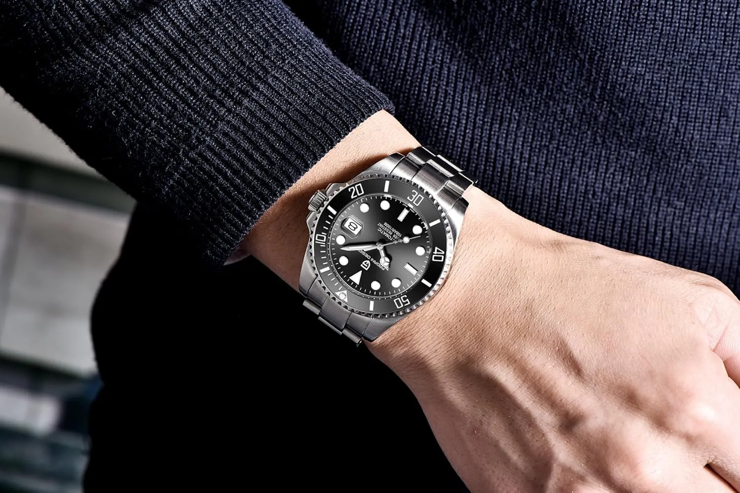 RollsTimi Pagani Design Men's Automatic Watch Business Waterproof Analog Automatic Watch NH35 Ceramic Movement Rotating Bezel Sapphire Crystal 100M Waterproof Stainless Steel Luxury Watches.